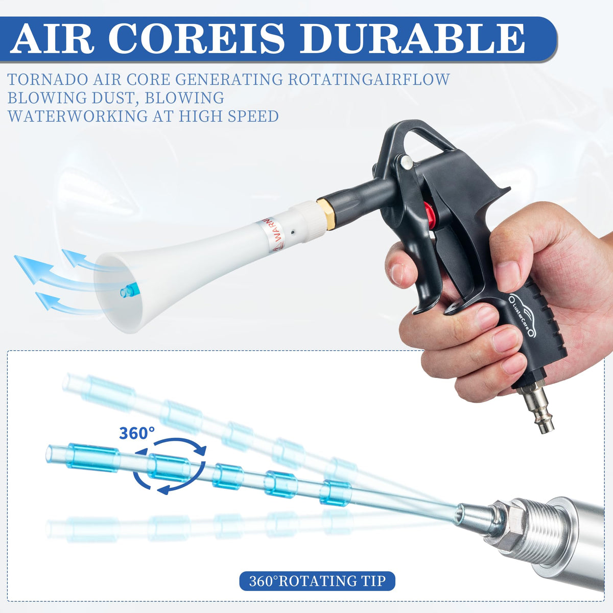 Blow Gun Blasts Away Dirty and Air Dry from Surface Works with a Strong Gust of Air