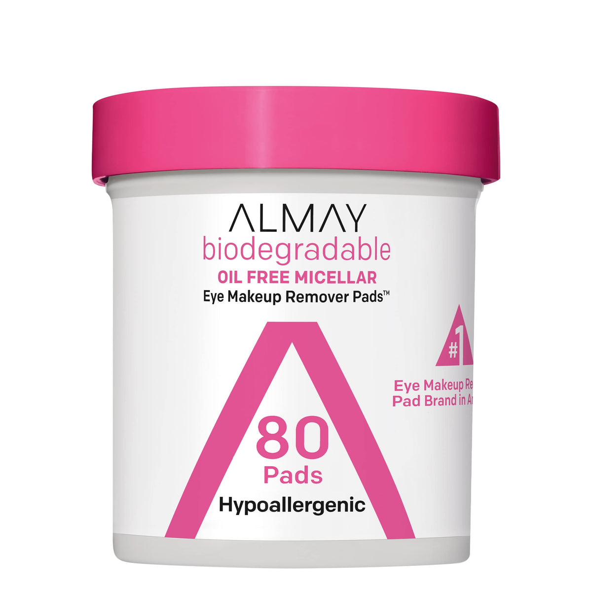 Almay Biodegradable Makeup Remover Pads, Micellar Gentle, Hypoallergenic, Fragrance-Free, Dermatologist & Ophthalmologist Tested, 80 Count