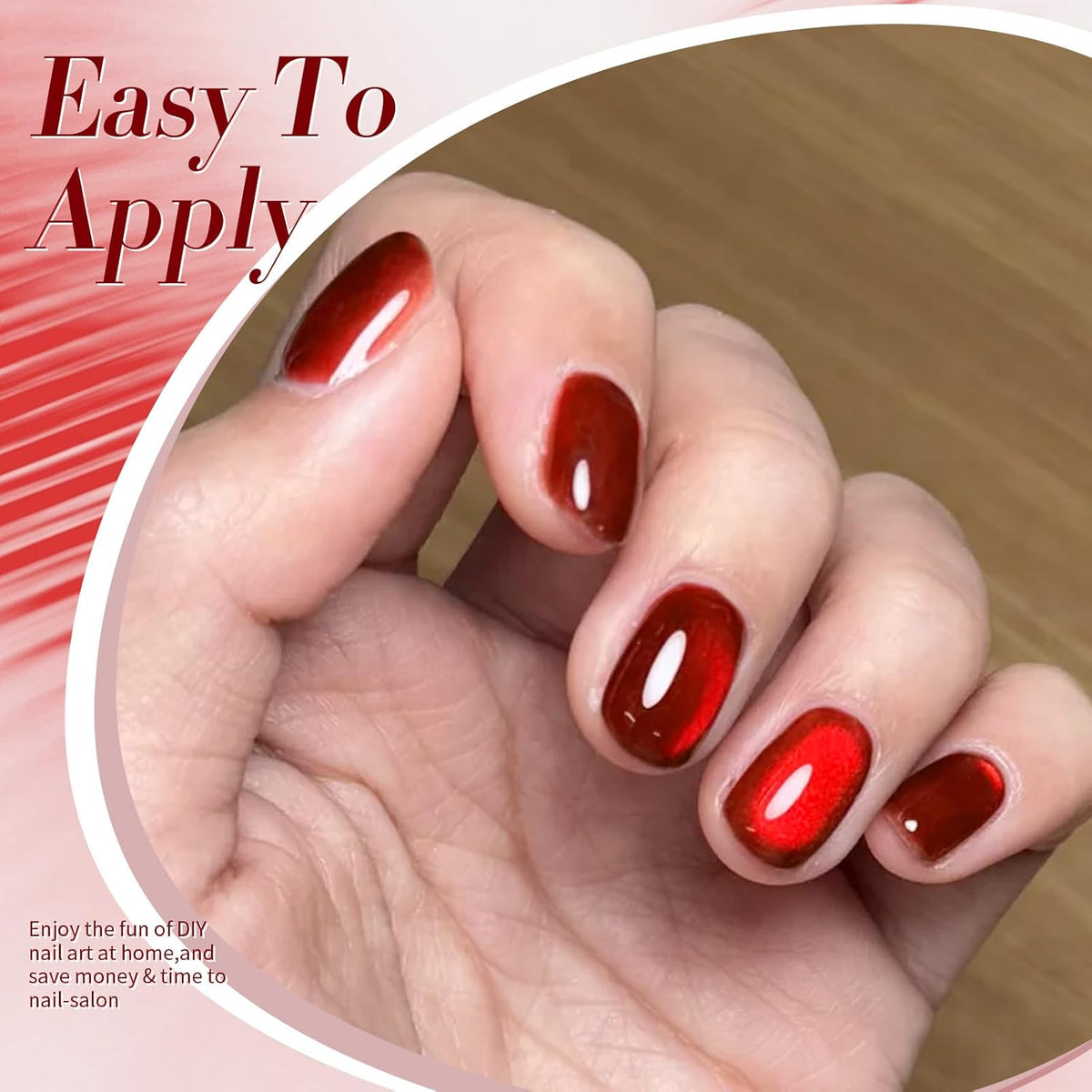 Born Pretty Cat Magnetic Eye Gel Nail Polish,Red Jelly Glass Magnetic Gel Polish, Artisan Glitter Soak Off Nail Art Salon Manicure Home Gift 15ml