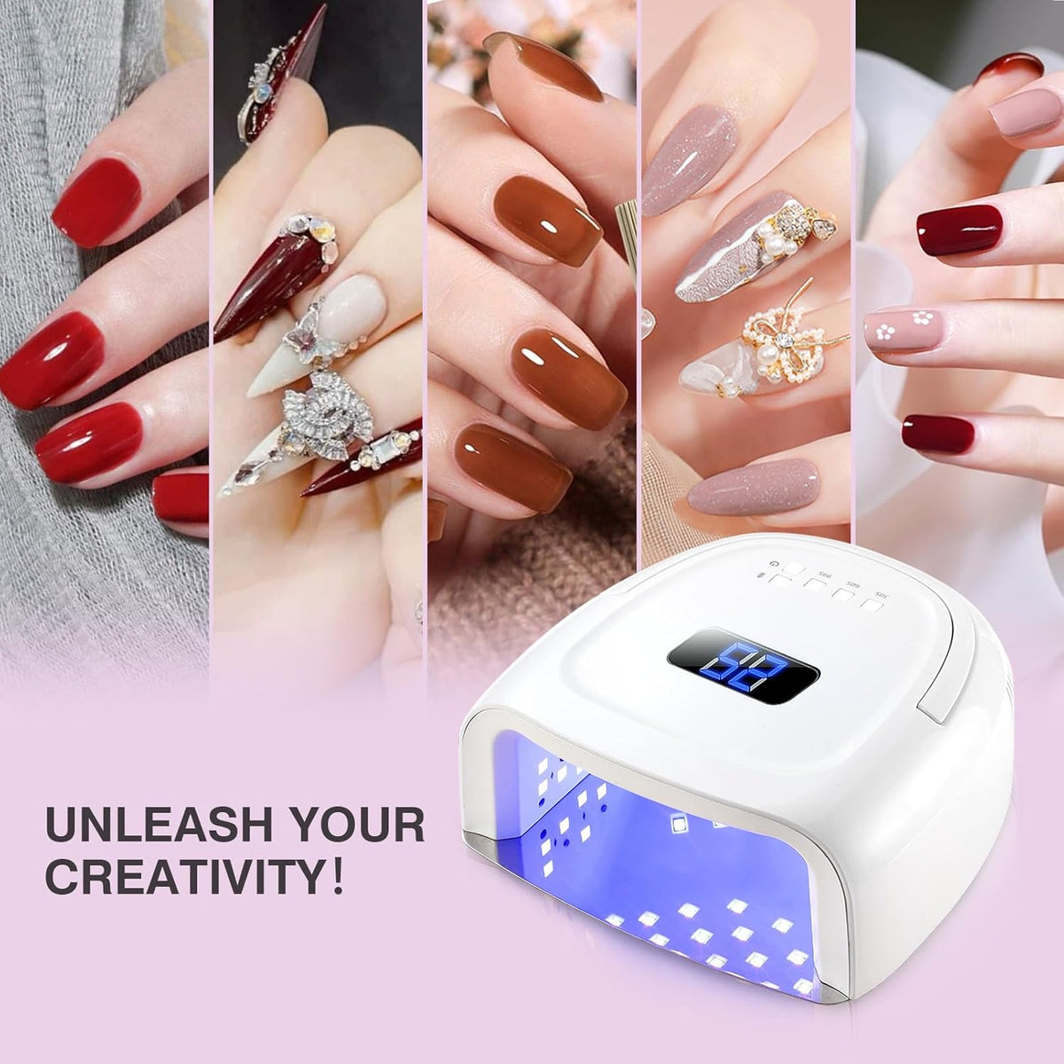 Cordless UV LED Nail Lamp, 60W Rechargeable Nail Dryer Nail Polish Curing Light for Manicure with Auto Sensor & 4 Timer Modes Salon & Home