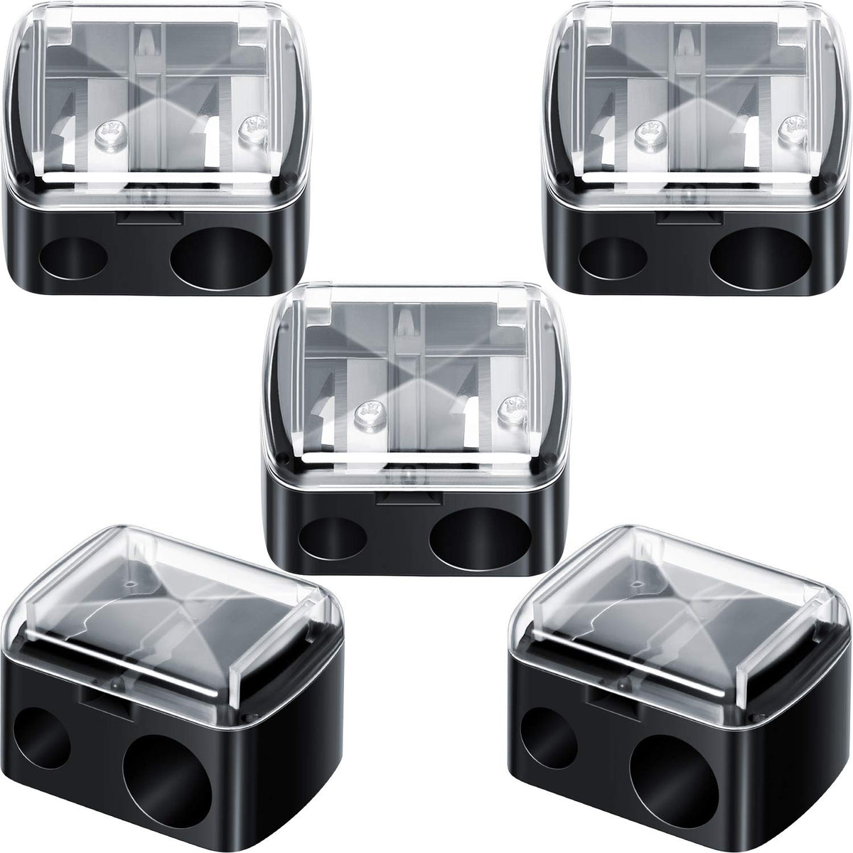 5 Pack Makeup Pencil Sharpener Plastic Lip Liner Pencil Eyeliner Sharpener Cosmetic Manual Tools for Eyeliner(Black)