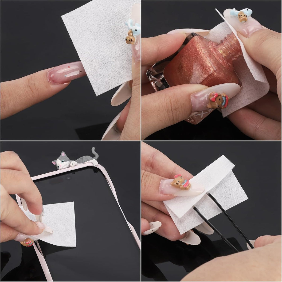 975 Pcs Lint Free Nail Wipes Cotton Pads 2" x 2" and 6oz Nail Polish Remover Push Down Pump Dispenser Bottle