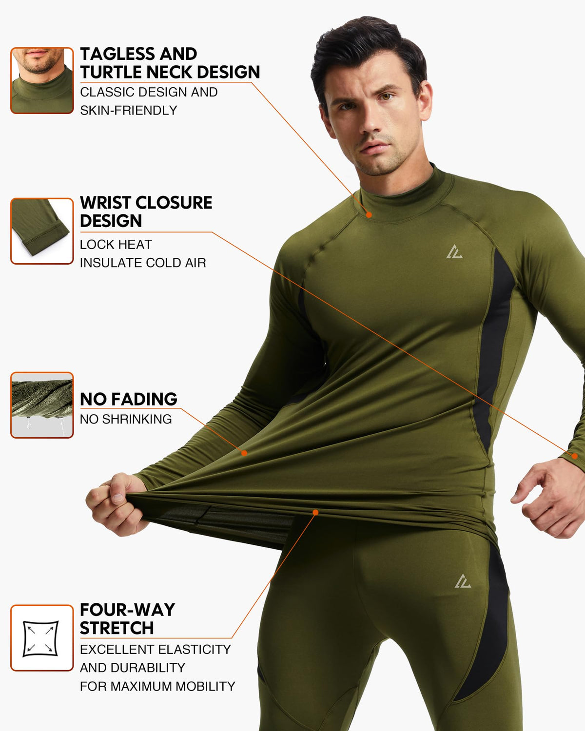 CL Thermal Underwear Long Johns for Men,Hunting Gear Sport Top and Bottom Set Winter Base Layer Long Underwear for Outdoor