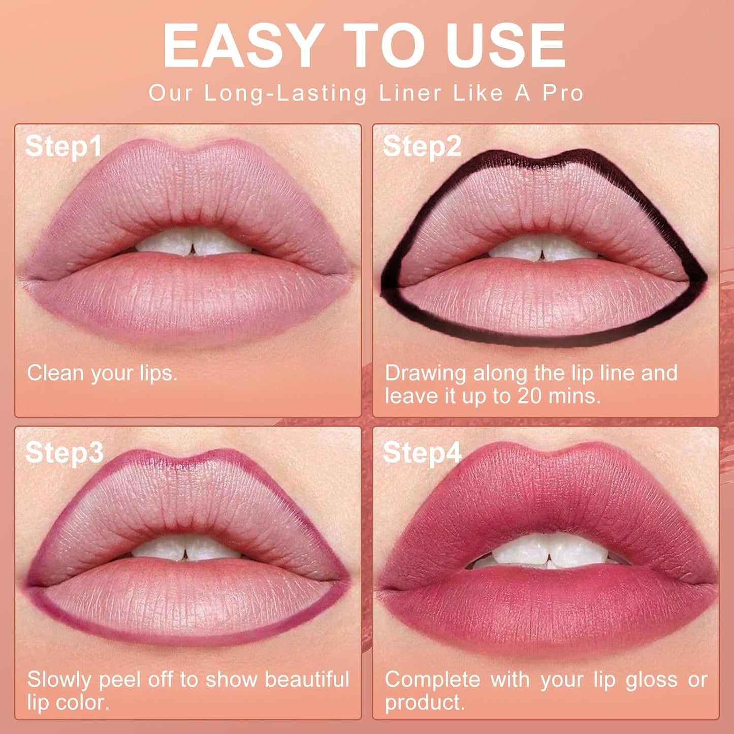 OETUIOW Lip Stain Long Lasting & Waterproof Lip Liner, Non-Stick Cup Highly Pigmented Natural Finish, Lip Gloss for All-Day Color Hold (Cocoa)
