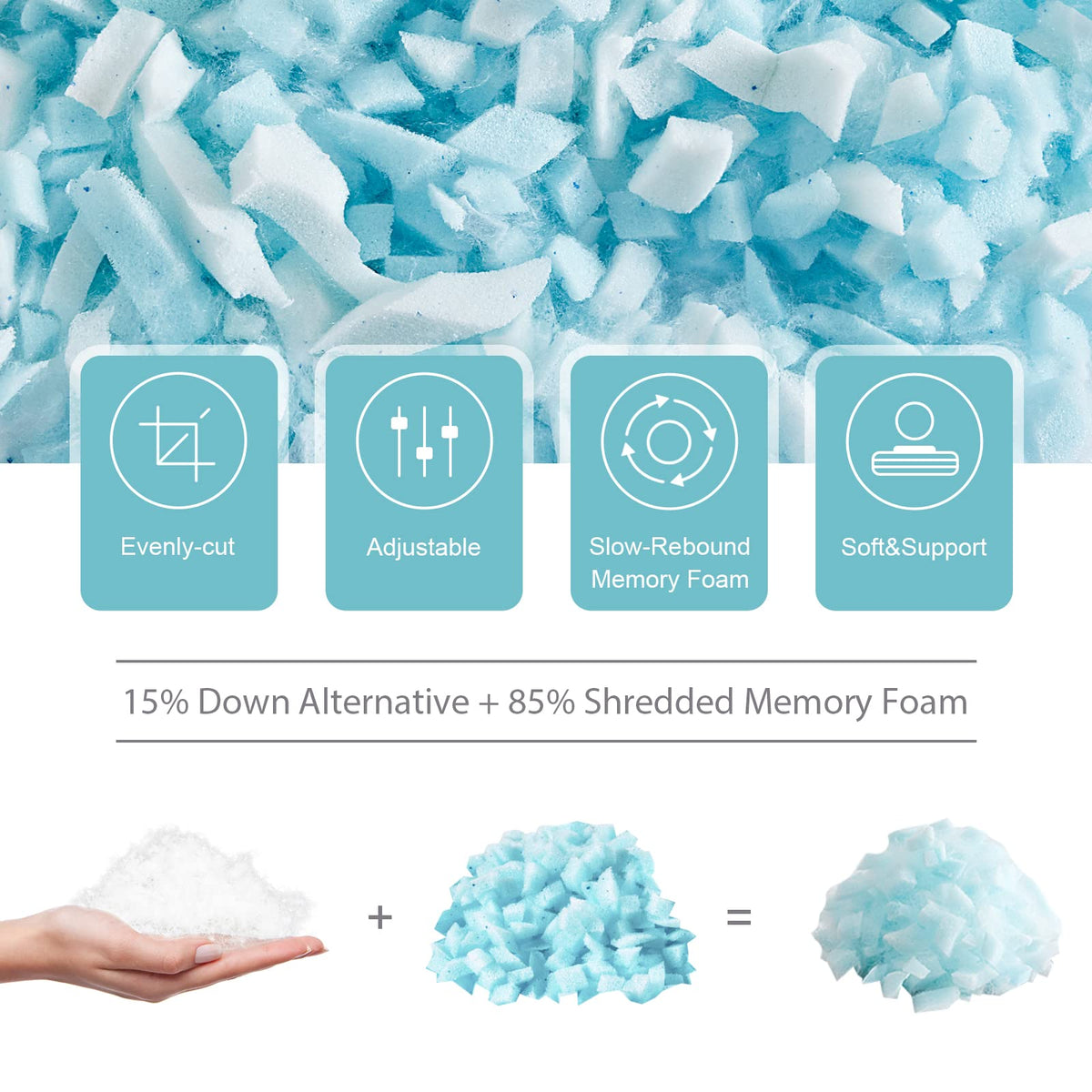 Meoflaw Cooling Pillows Queen Size Set of 2,Shredded Memory Foam Bed Pillows for Sleeping,Queen Pillows for Back & Side Sleepers,Adjustable Queen Size with Washable Cover