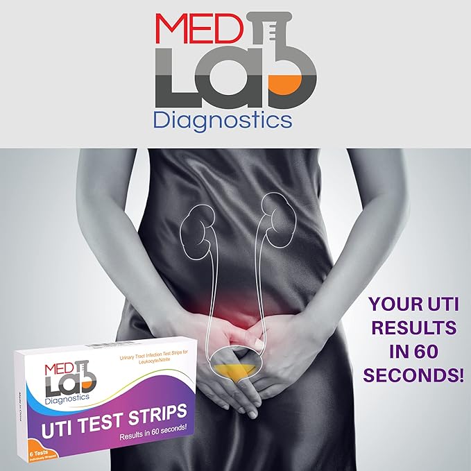 UTI Urine Test Strips(Pack of 6) Individually Wrapped Urinary Tract Infection UTI Test Kit for Women, Men, Kids Cats and Dogs