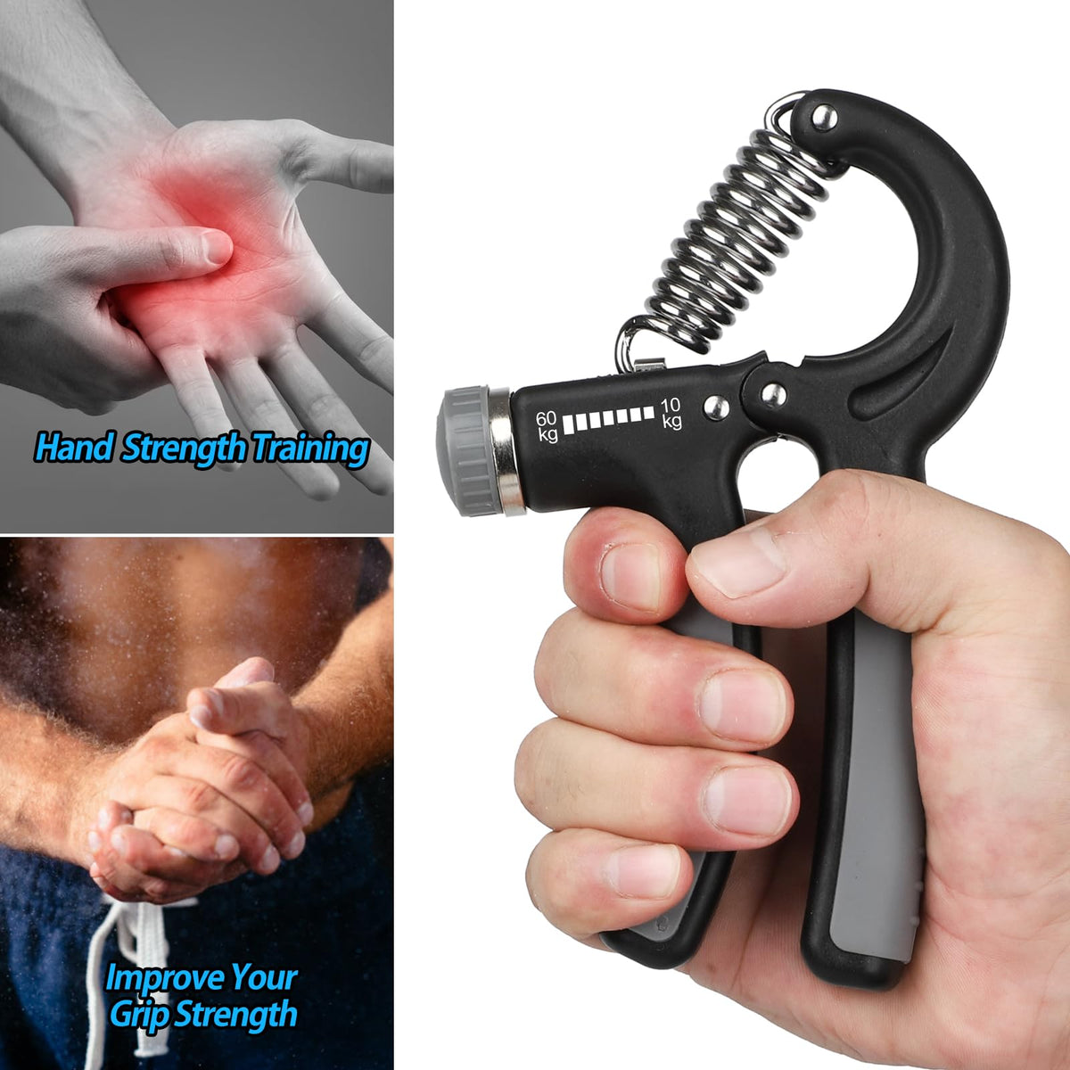NIYIKOW 2 Pack Grip Strength Trainer, Hand Grip Strengthener, Adjustable Resistance 22-132Lbs (10-60kg), Forearm Strengthener, Perfect for Musicians Athletes - Grey