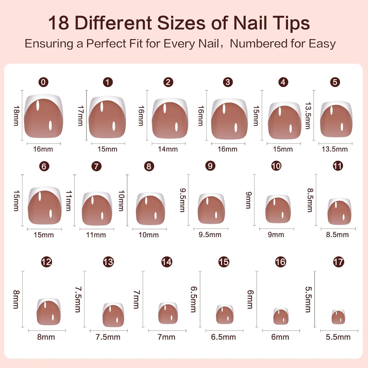 French Tip Press on Toenails 144PCS with 4 Strips, 18 Sizes Nude Fake Nails - No Need to File, Pre-applied Primer, Short Square Toe Nails Kit for Women Pedicure & Gift