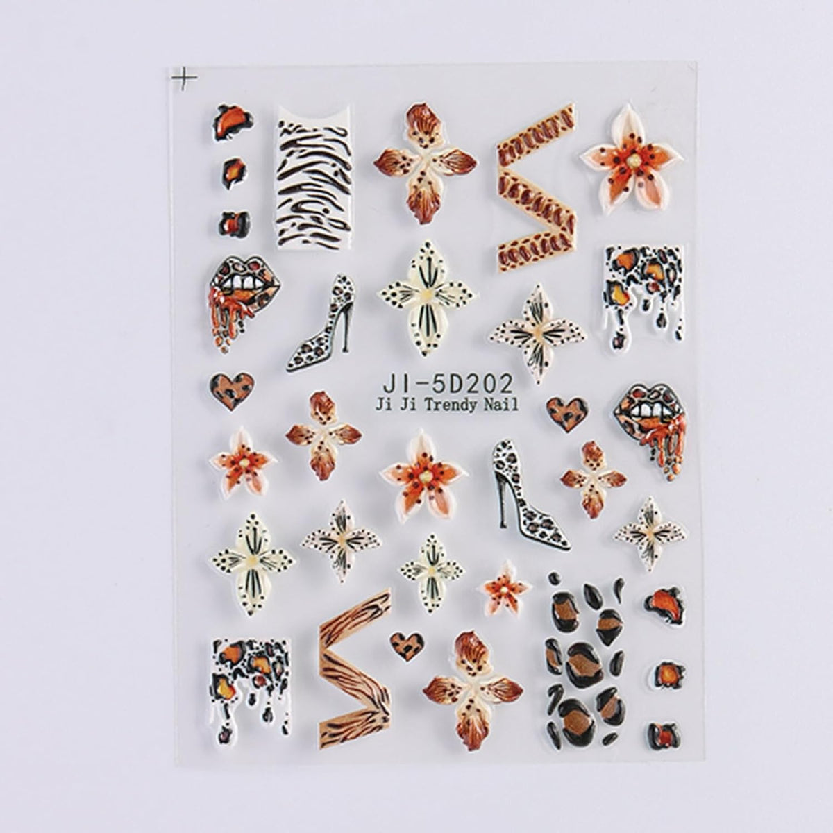 Fall Stickers para Uñas Nail Stickers Self-Adhesive Sticker para Uñas Leopard Print 3D Flower Floral Nail Stickers Art Design Accessories Hight Quality 2 Sheets