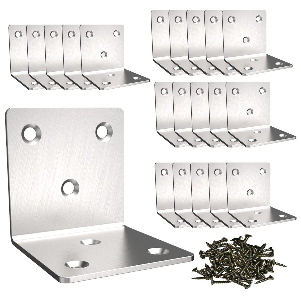 Stainless Steel Corner Bracket,Joint Right Angle Bracket,L Shape Heavy Duty Metal Corner Brace Shelf Supporter for Wood Aufuga (20, 2x2x2)