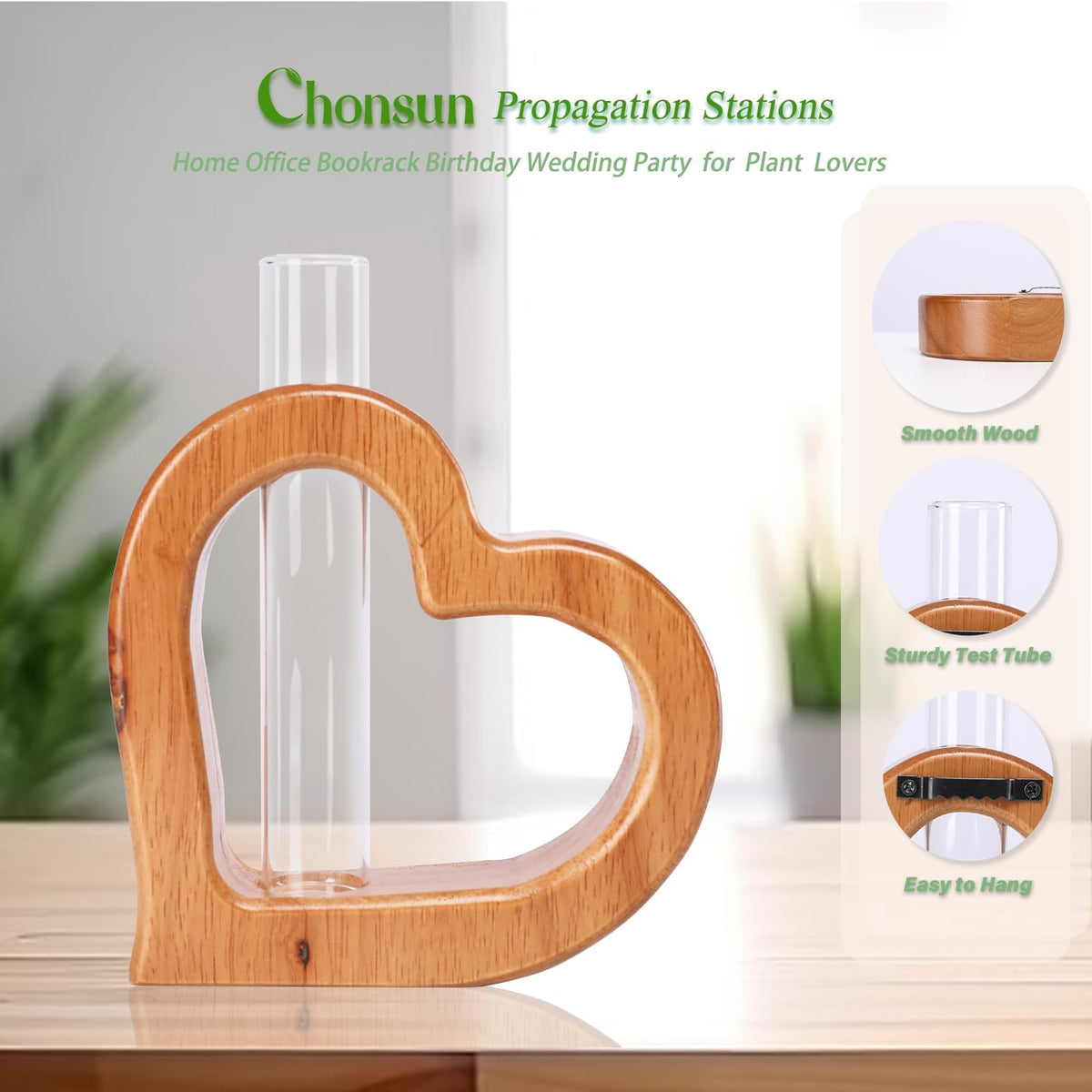 Chonsun Plant Propagation Stations Plant Terrariums Wall Hanging Planters Plant Stand Indoor with Glass Test Tube Plant Wall Decor Gifts for Girl Women Mom