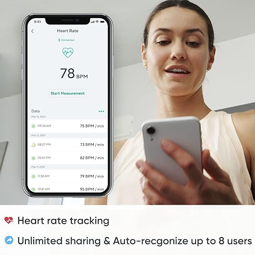 Wyze Scale S, Scale for Body Weight, FSA HSA Eligible, Digital Bathroom Scale for Body Fat, BMI, Muscle, Heart Rate, Body Composition Analyzer with App, Batteries Included, Bluetooth, 400 lb, Black