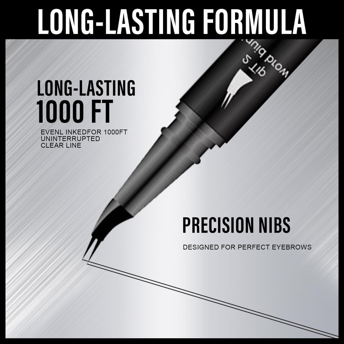 Curved Eyebrow Pencil, 2-in-1 Dual-Ended Eyebrow Pen with Curved Tip and Precise Brush-Tip, Waterproof, Microblading, Long Lasting (Brown)