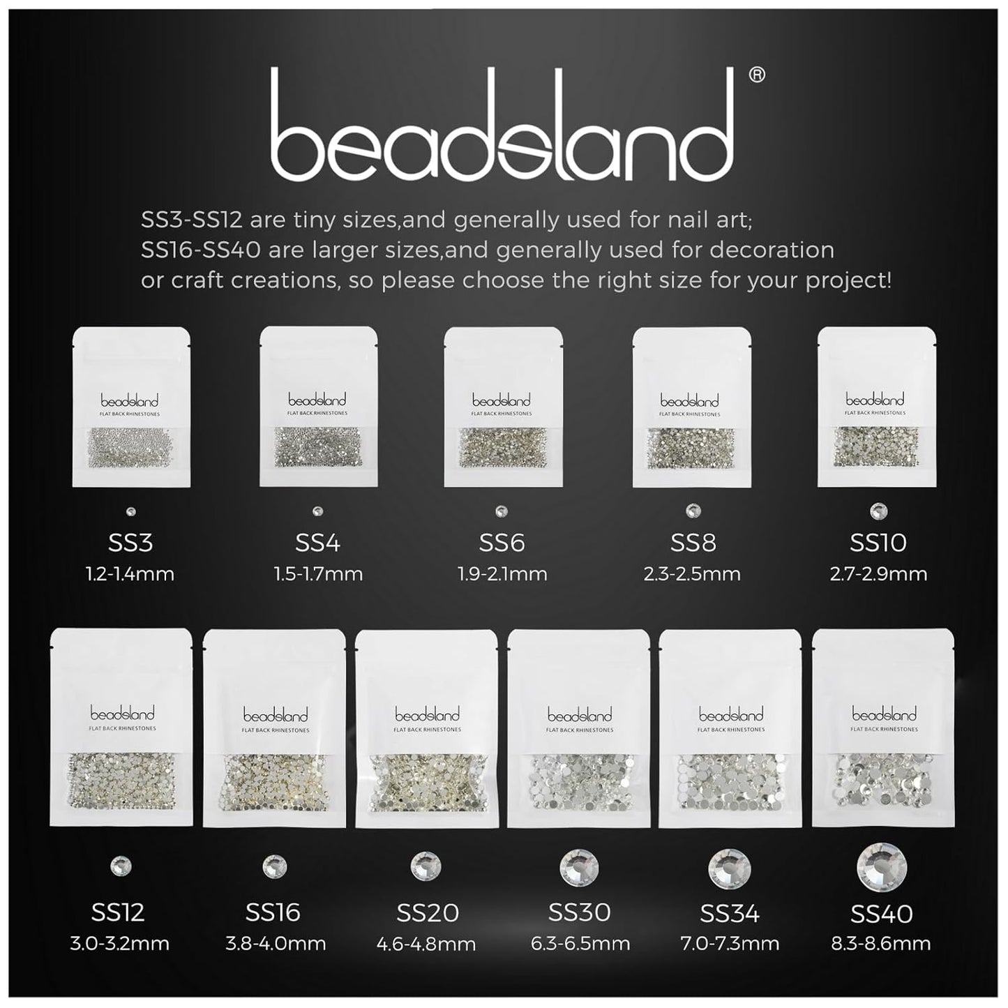 beadsland Flat Back Crystal Rhinestones Round Gems for Nail Art and Craft Glue Fix,Light Green (6.4-6.6mm) SS30/288pcs