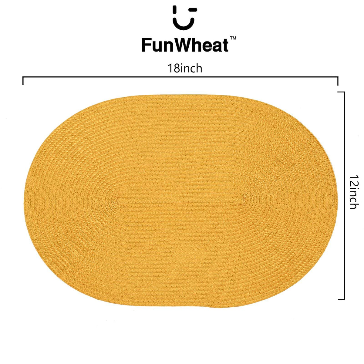 FunWheat Oval Braided Placemats Set of 8 Table Mats for Dining Tables Washable Heat Resistant Place Mats for Indoor Outdoor Use 12 x18 Inch(Oval Pumpkin, 8pcs)