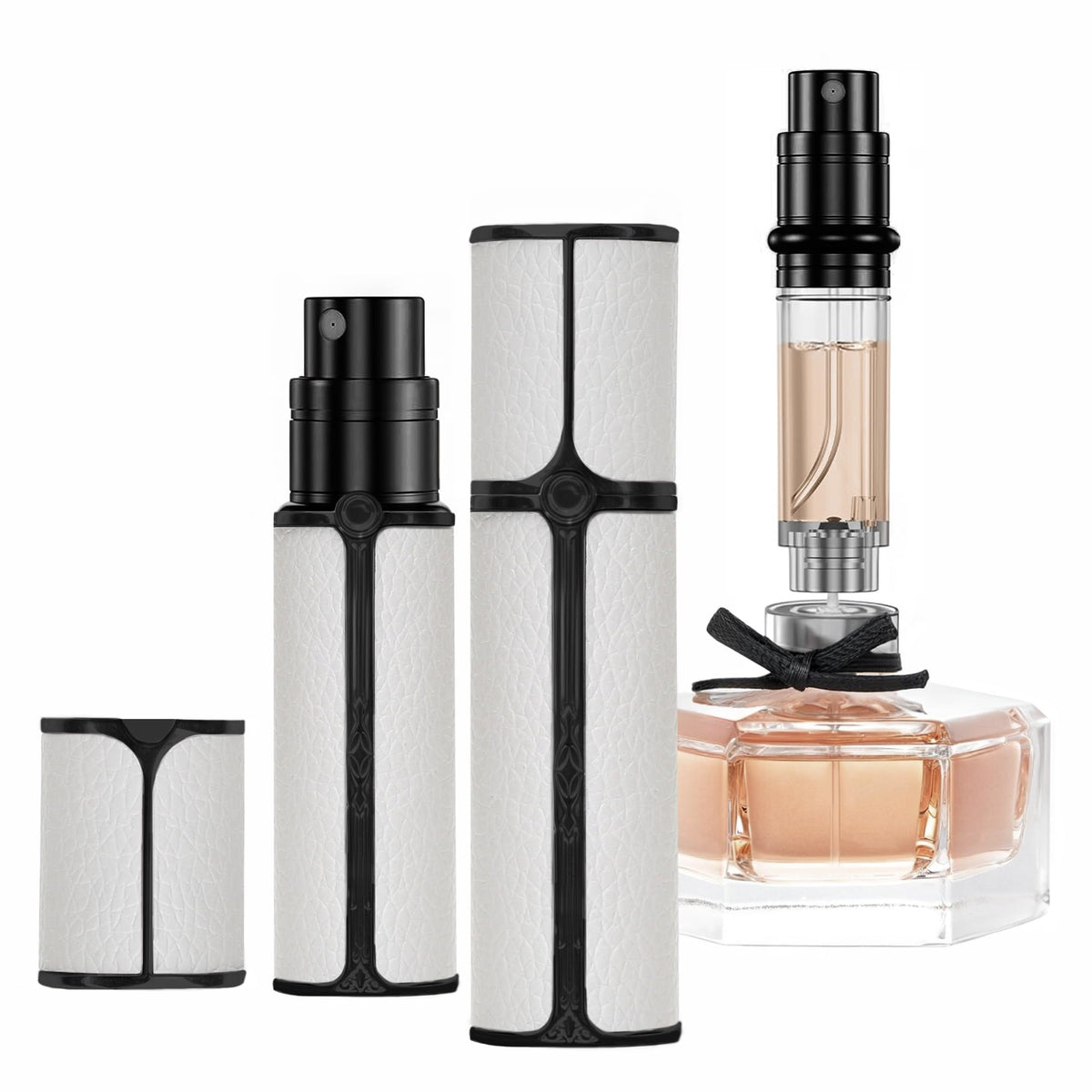 muilsae BF01WHB Leather Perfume Bottle 10ml – Bottom-Fill Refillable Dispenser, Leak-Proof & Portable for Men & Women, Ideal for Travel, Gifting & Daily Use (WHB)