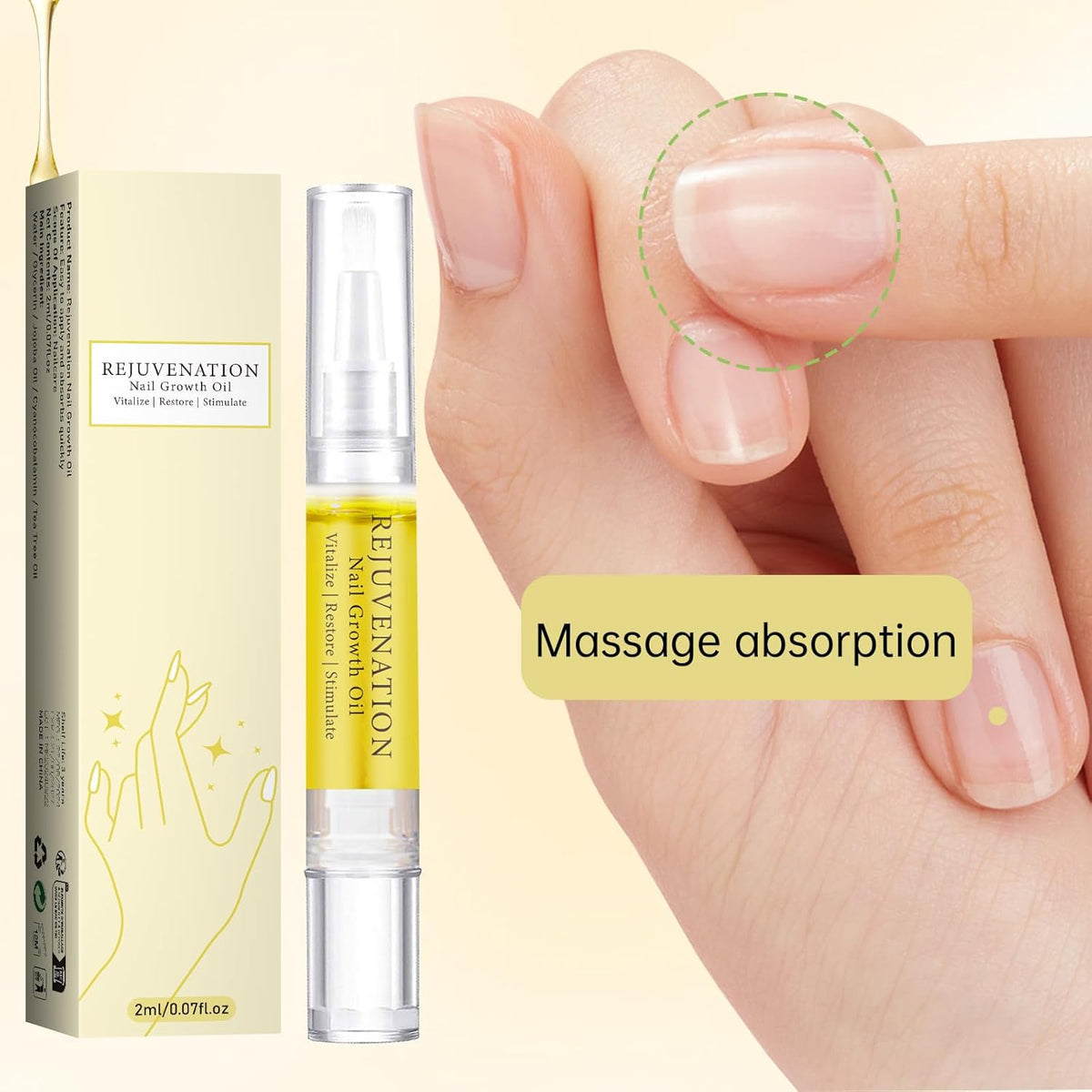 Fiorland Nail Growth Oil, Rejuvenation Nail Strengthener & Repair Serum with Nail File- 3 in 1 Formula for Instant Growth, Cuticle Care (3PCS)