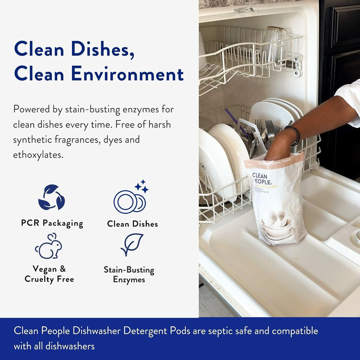 The Clean People Dishwasher Detergent Pods | Cuts Grease and Rinses Sparkling Clean | Residue-Free | Lemon, 120 Pack