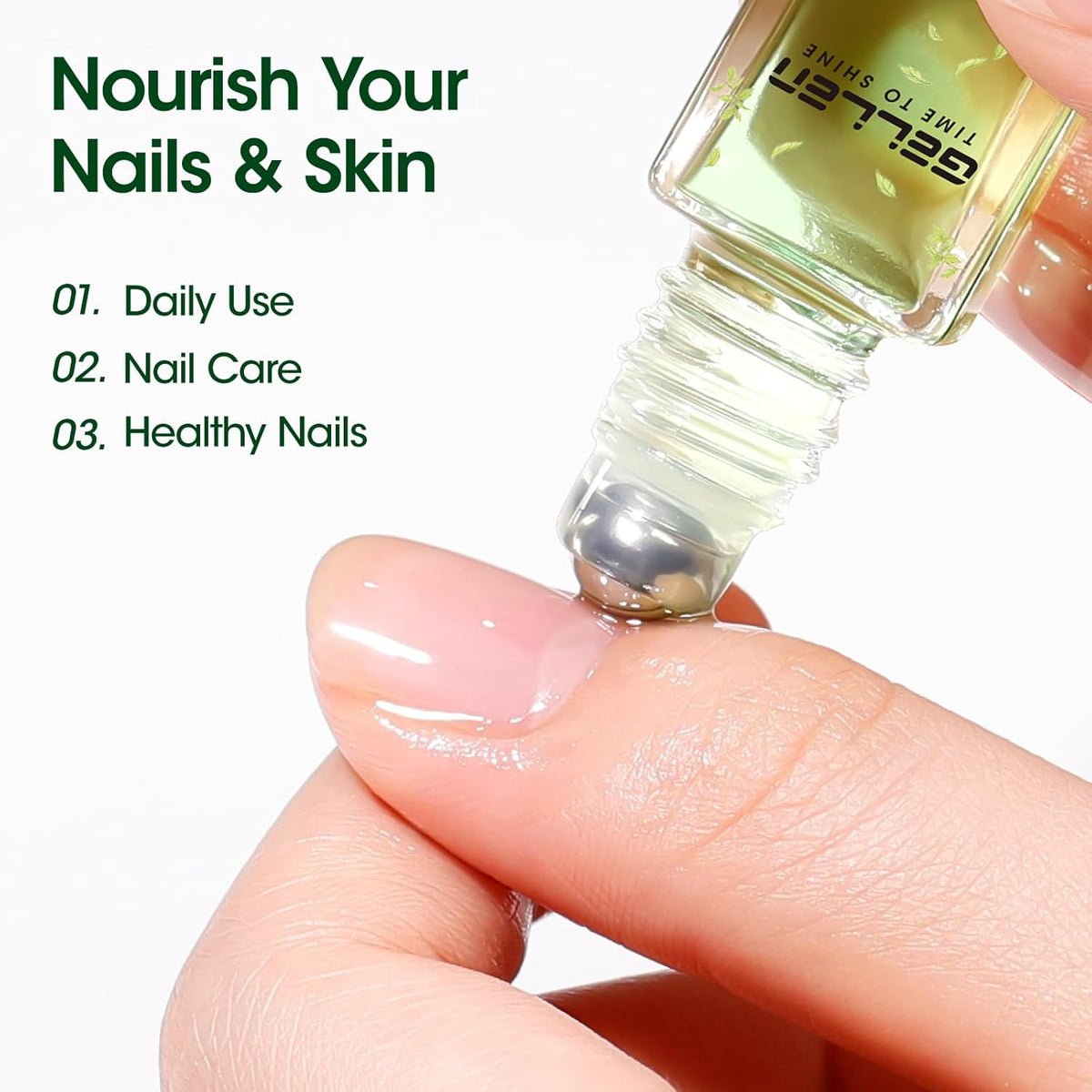 Gellen Cuticle Oil, Roll-On Nail Growth Oil, Nail Oil for Nail Growth & Repair & Strength, Green Citrus Avocado Baobab Oils Vitamin E, Nail Care for Damaged Skin & Thin Nails, Soften & Nourish Cuticle