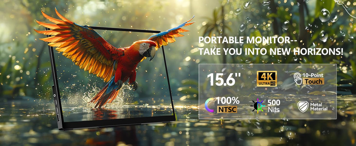 4K Portable Touch Monitor, 15.6" inch 3840 * 2160 UHD w/USB-C HDMI Laptop Monitor, 2000:1 100% RGB IPS ,Aluminum Alloy Shell,10-Point Touch,Dual Speaker, HDR, for Home, Work