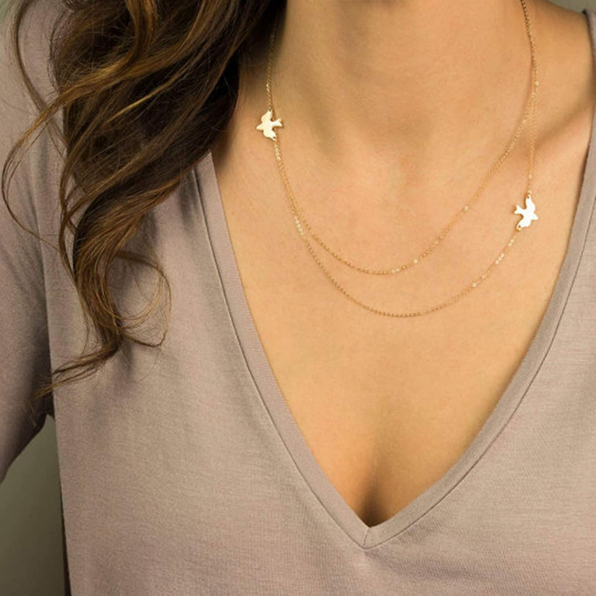 Fashion Layered Necklace Peace Dove Necklace Jewelry for Women and Girls