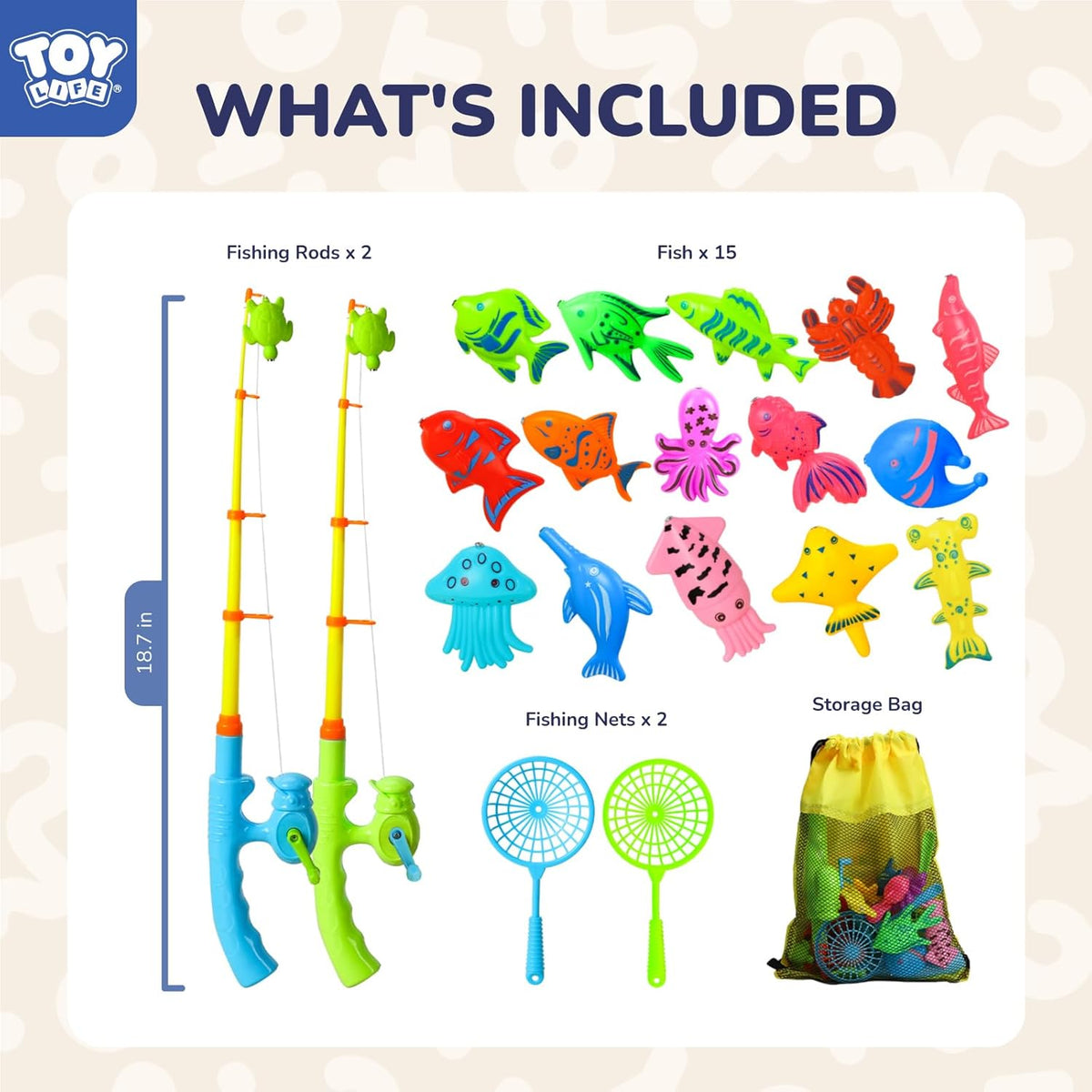 TOY Life Magnetic Fishing Game for Kids 3-5 with 2 Toddler Fishing Poles,Bath Toys for Kids Ages 1-3, 3 Years Old Magnetic Fishing Toys for Toddlers, Bath Toys for Kids Ages 4-8
