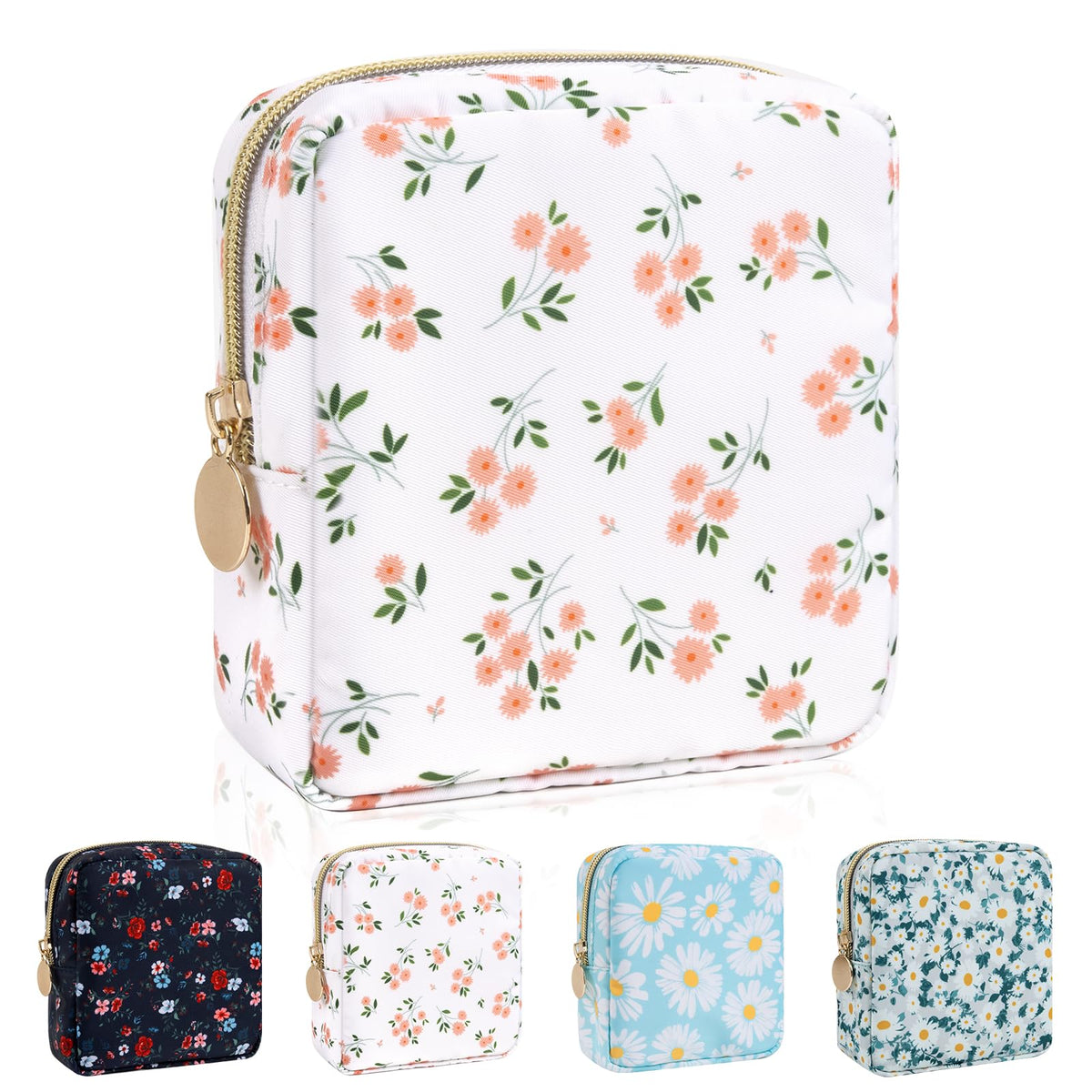 Iqimott Nylon Large Makeup Bag Travel Pouch, Preppy Big Cosmetic Bag Makeup Organizer Nylon Large Capacity Toiletry Bag, Waterproof Large Zipper Pouch Storage Bag for Women Girls Teens(Pink)