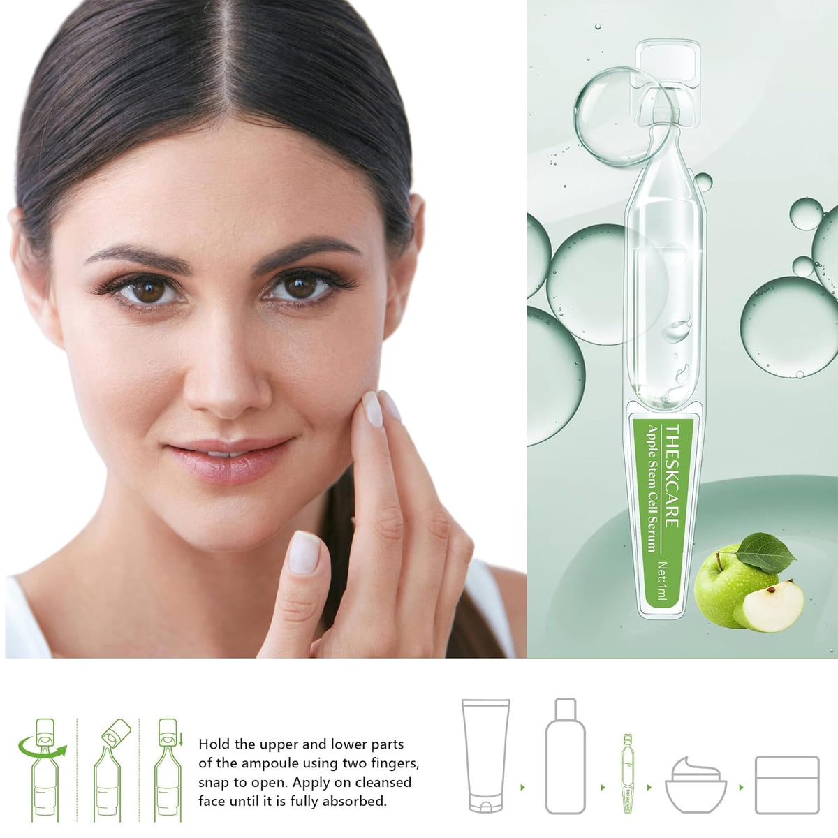 Anti Aging Apple Stem Cell Serum Ampoule for Face with Collagen,Hyaluronic Acid & Niacinamide,Rejuvenating Facial Serum for Fine Lines & Wrinkles,Plumping& Hydrating,30 Ampoules