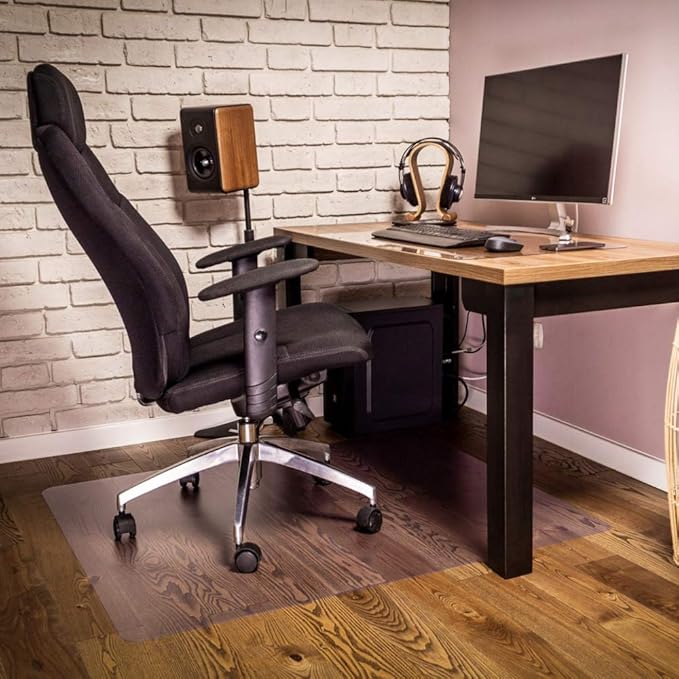 NECAUX Custom 56 x 56 Inch Frosted Table Cover Protector, 1.5mm Thick Plastic Waterproof Heavy Duty Desk Pad Mat Non-Slip Tablecloth Protector for Coffee Table, Sofa Table, Media Stand, Countertop
