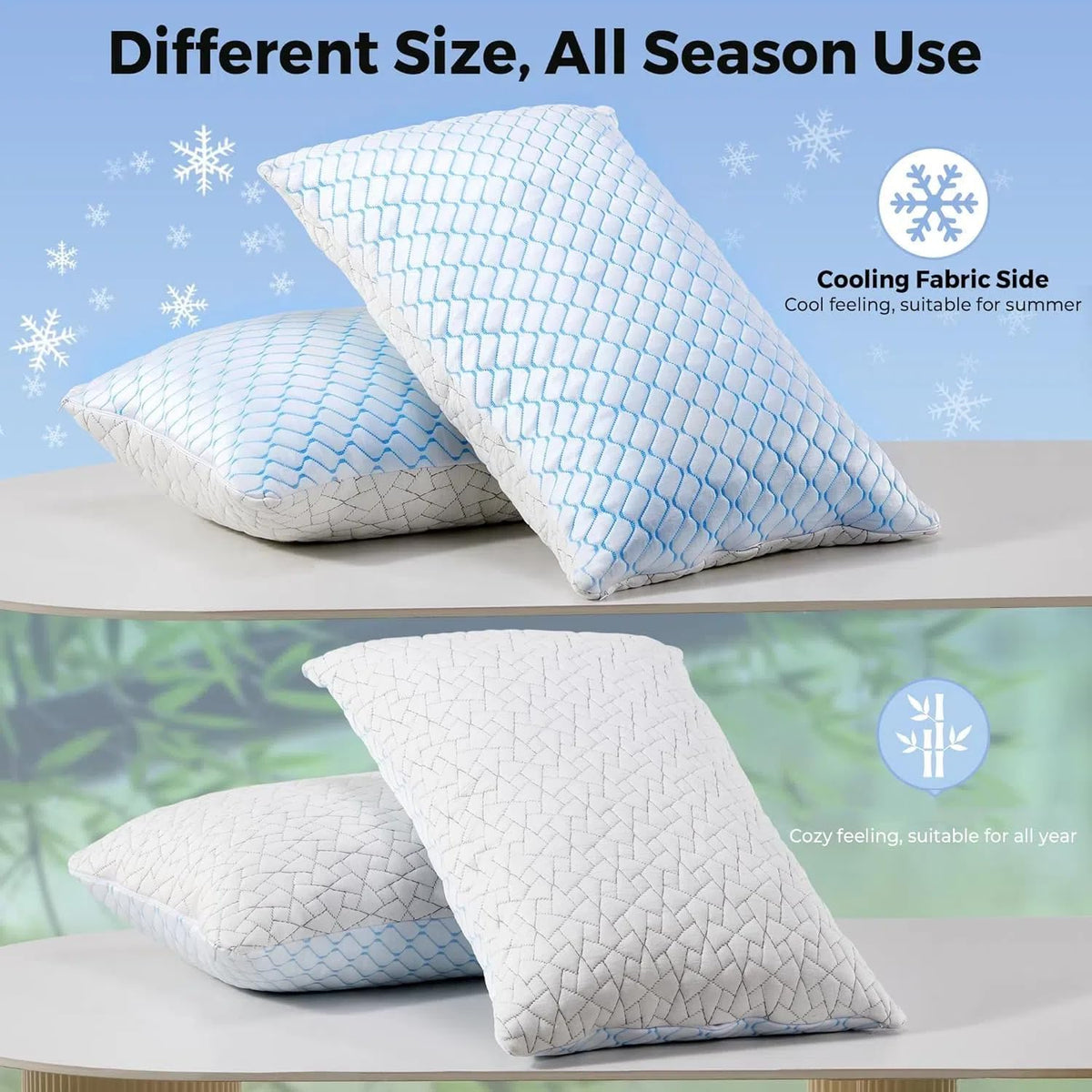puredown Pillows Queen Size Set of 2, Shredded Memory Foam Pillows, Cooling Foam Pillow for Sleeping, Soft Bed Pillow Queen Size with Adjustable Foam for Side, Back and Stomach Sleepers