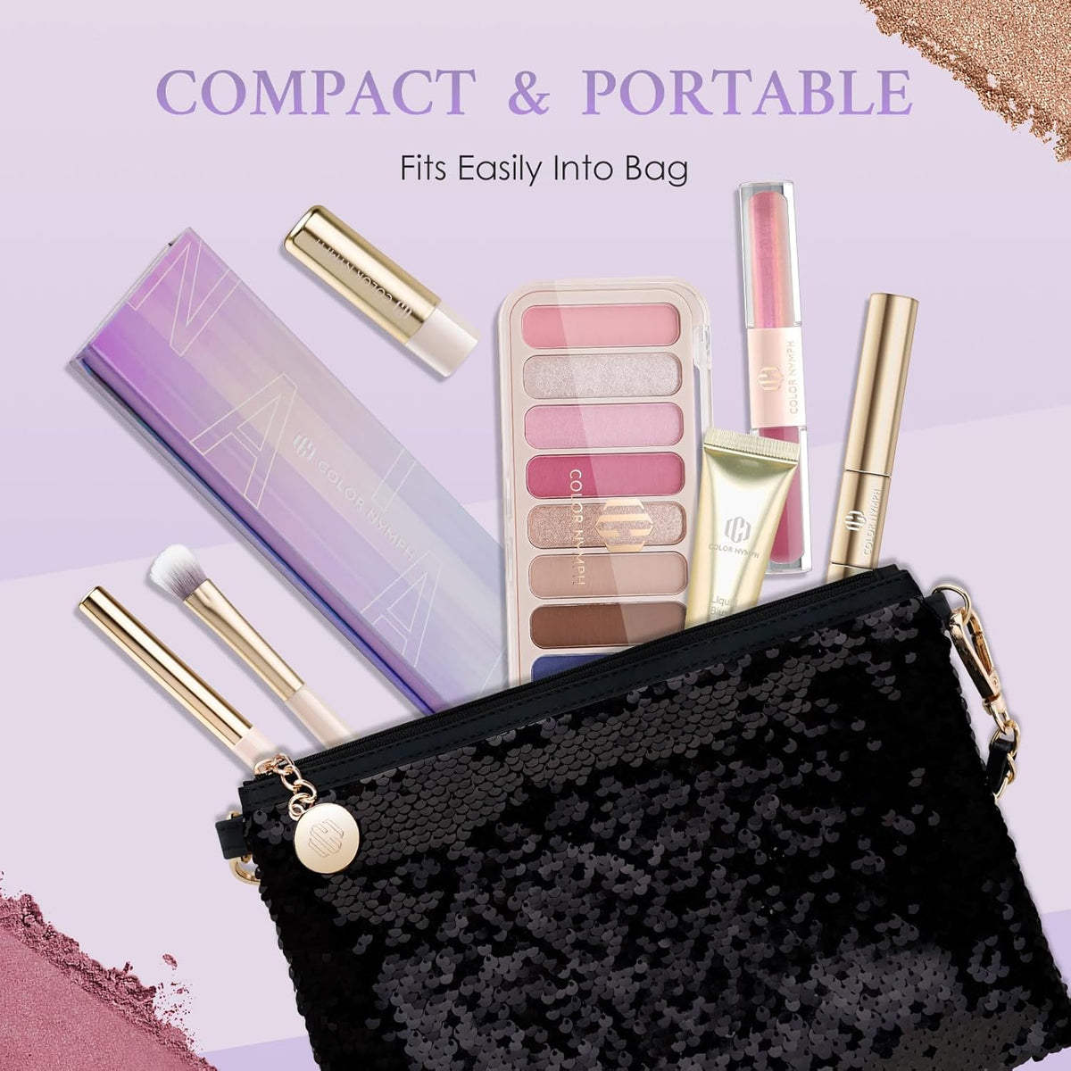 Color Nymph Contour Palette Eyeshadow Makeup Set For Teen Girl Included Highlighter, Blush, Bronzing, Contour Powder With Mirror For Beginners Cruelty Free And Hypoallergenic