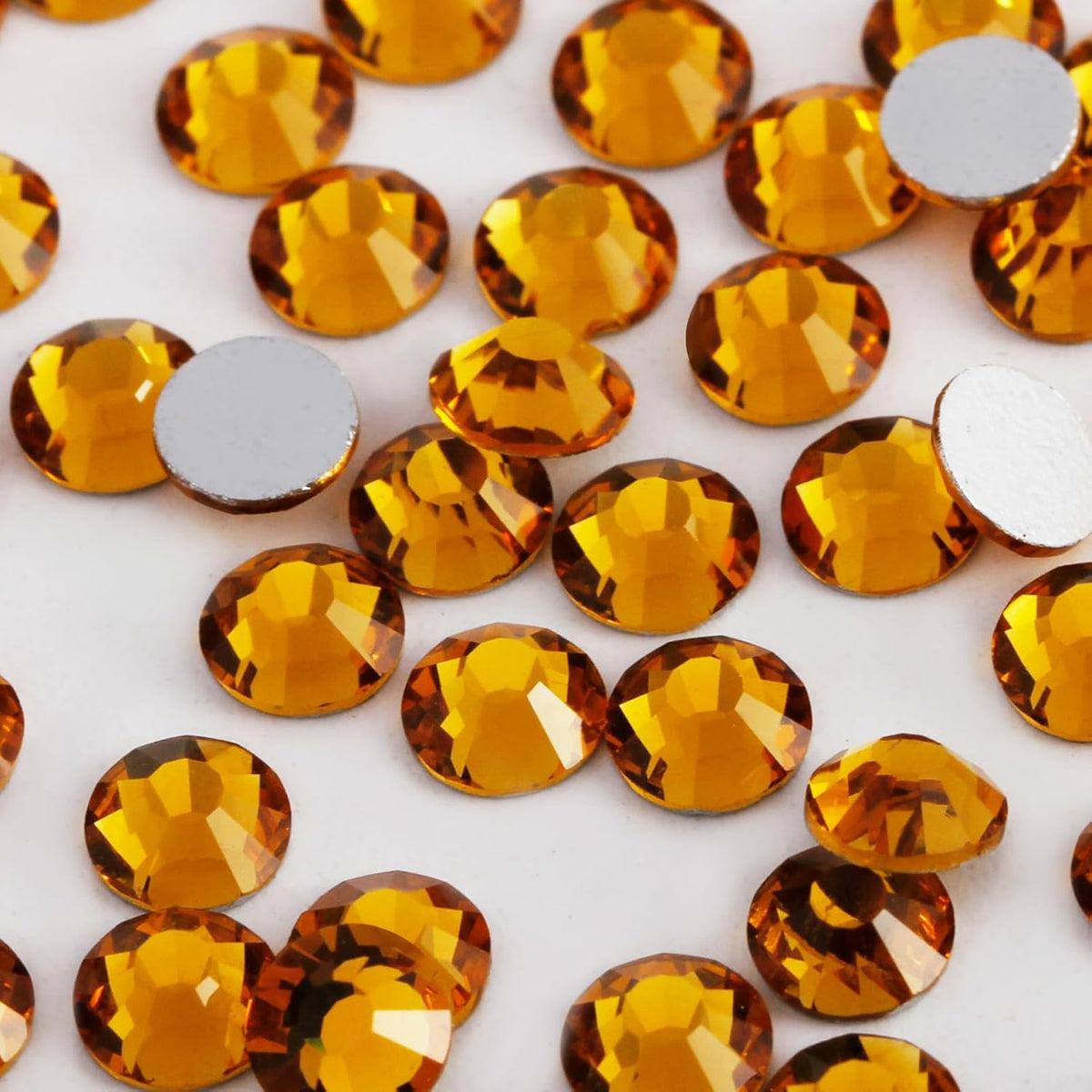 3000 PCS SS8 Flatback Rhinestones,12-Facet Diamond-Cut Glass Gems for Nail Art,Clothing,DIY Crafts,Glue-On Decoration Stones with Silver Backing,Topaz