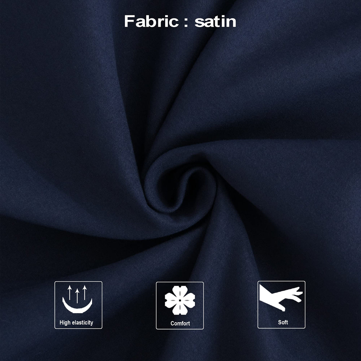 NTBAY Zippered Satin Body Pillow Pillowcase, Silky Slip Cooling Body Pillow Cover, Long Side Hidden Zipper, 20x54 Inches, Navy Blue