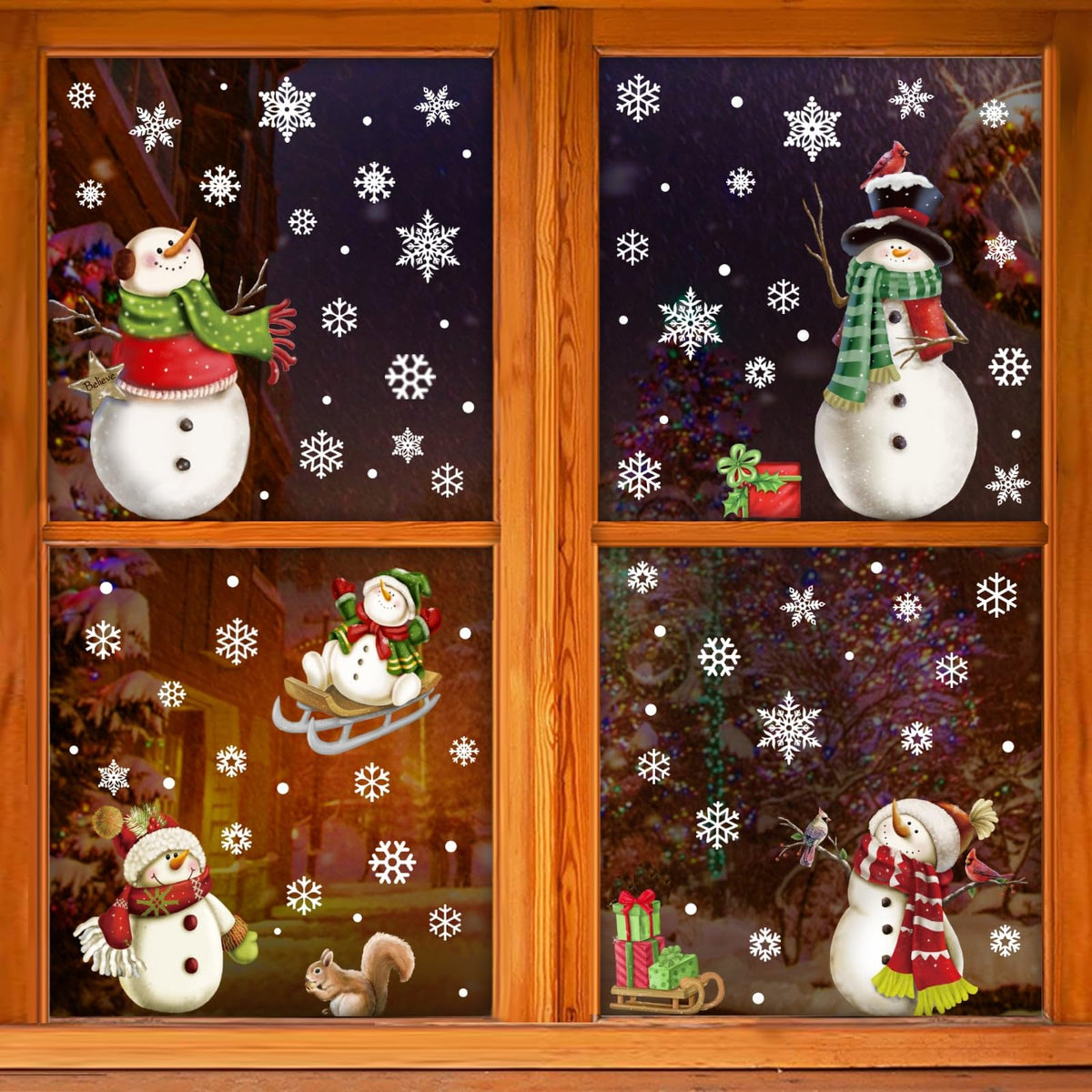 Christmas Window Clings,Snowflake Stickers,Snowman Decals,Stickers for Windows Glass,Winter Window Cling,Christmas Decorations Holiday