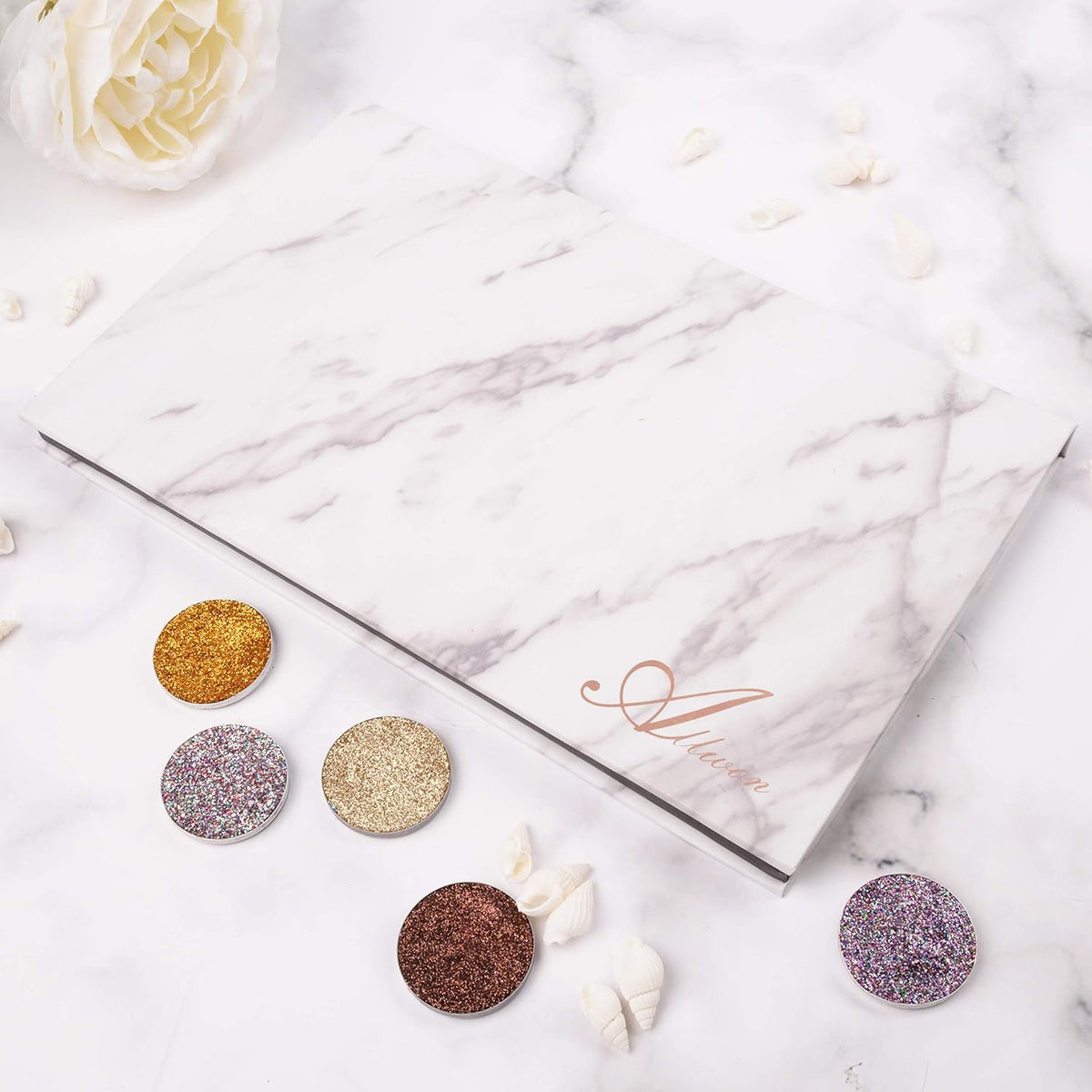 Magnetic Palette Marble Empty Makeup Palette with Mirror for Eyeshadow Lipstick Blush Powder (White)