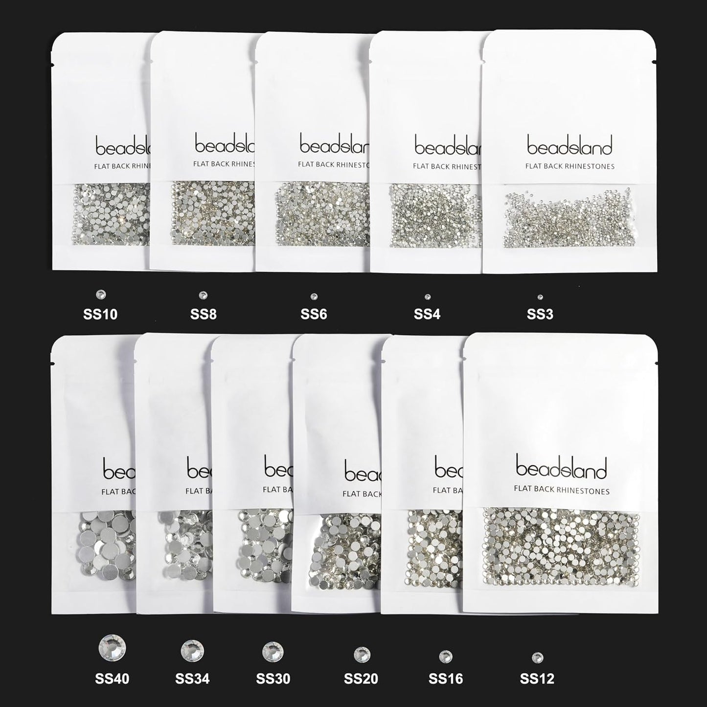 beadsland Flat Back Crystal Rhinestones Round Gems, Blue Zircon (2.3-2.5mm) SS8/1440pcs