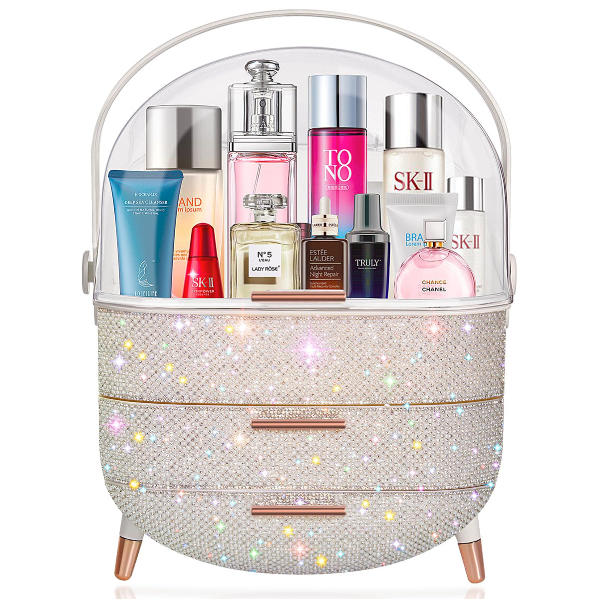 Teen Girls Gift Makeup Organizer,Skincare Organizer Jewelry Storage,Cosmetics Storage and Display Case,Make Up Holders and Organizers for Countertop,Bathroom Organizer (Pearl White)