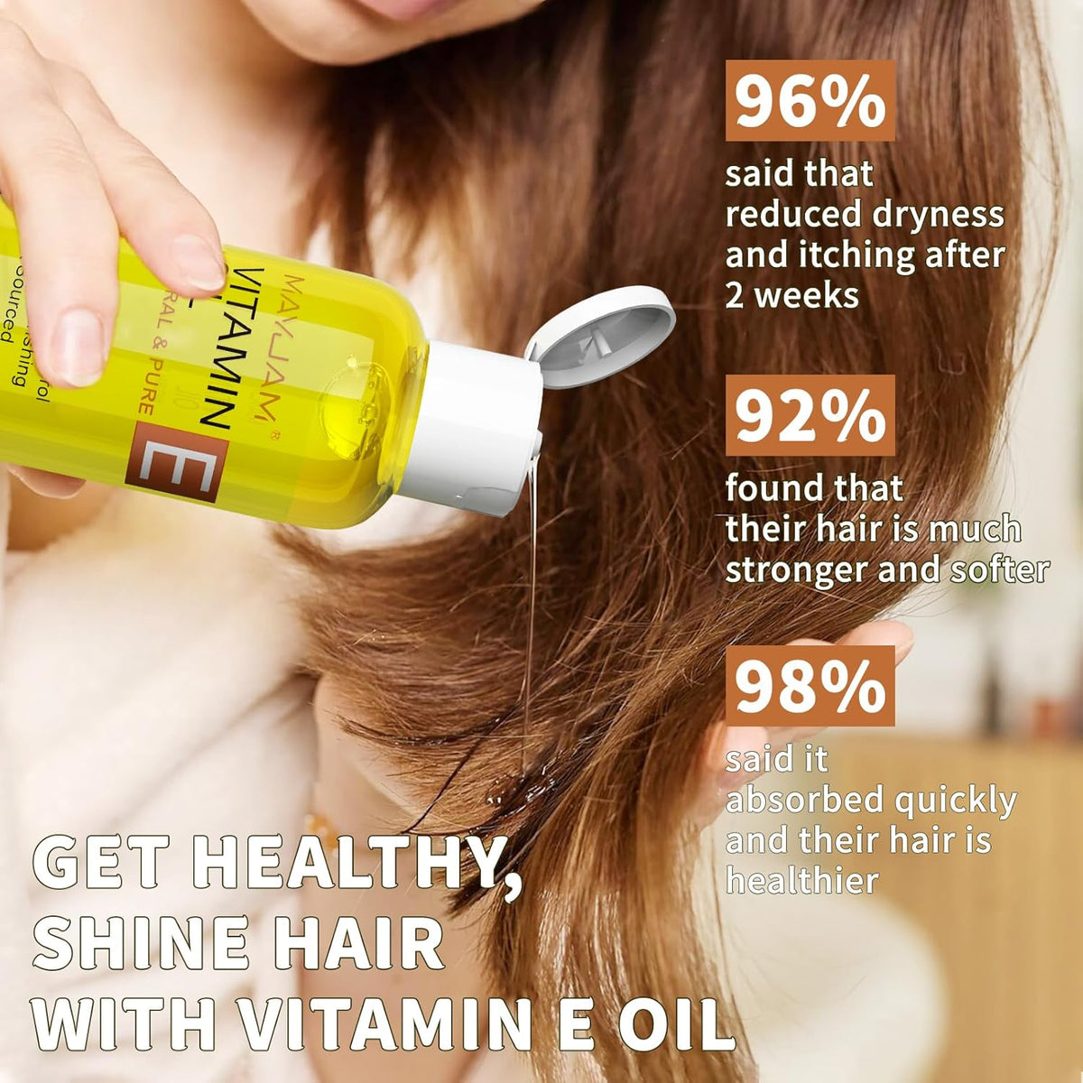 Organic Vitamin E Oil 50,000 IU for Skin, Pure & Natural Vitamine oils for Scars Hair, Face, Nail, Scalp Bath and Body Oil, Tocopherol to Repair Damaged Skin, Moisturizing Dry Skin, 4 Fl Oz