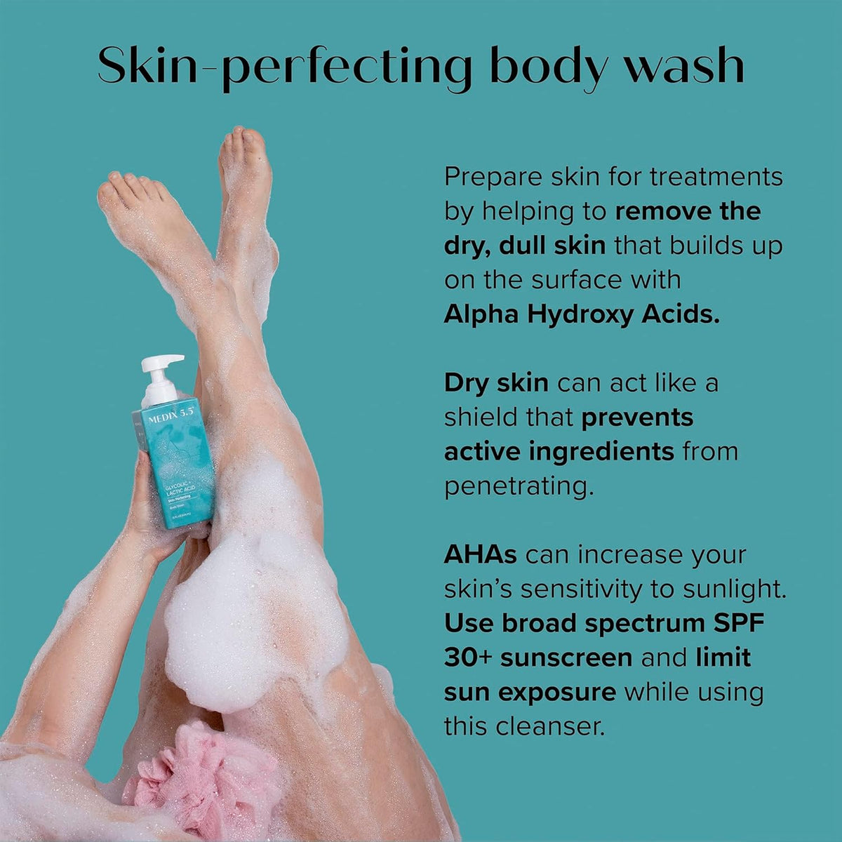 MEDIX Glycolic Acid + Lactic Acid Exfoliating Body Wash Gel | KP Bump Eraser | AHA Exfoliant Skin Care Body Cleanser | Keratosis Pilaris & Acne | Foaming Face Wash, 3 Fl Oz Travel Size, 3-Pack