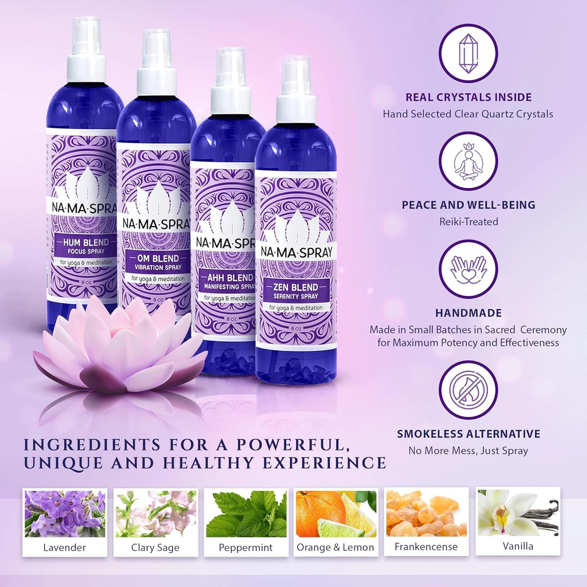 Lavender, Vanilla & Chamomile Aromatherapy Spray - Lavender Spray for Sleep, Room Mist Spray for Aura Cleansing, Spiritual Protection & Tranquility for Positive Energy & Spiritual Gift to Calm & Relax