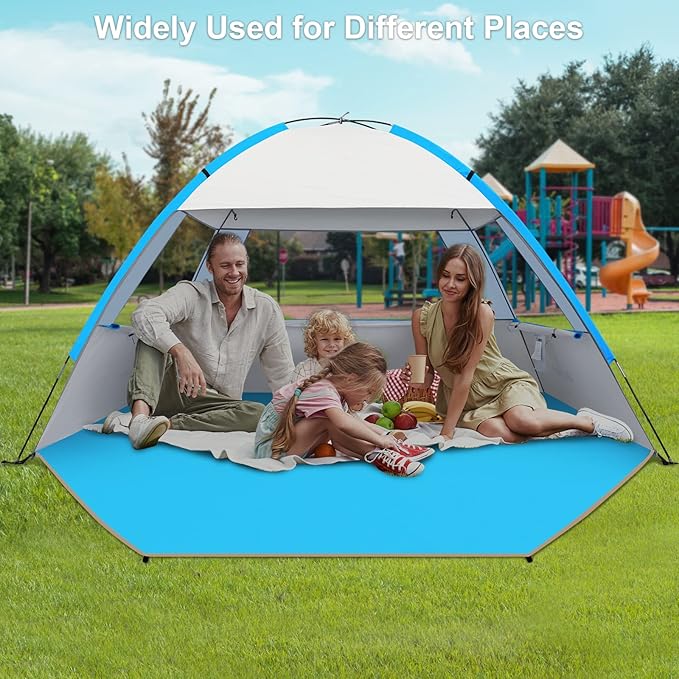 Gorich Beach Tent Sun Shelter for 3/4-5/6-7/8-10 Person with UPF 50+ UV Protection, Lightweight & Easy Setup Beach Shade Canopy, Portable Beach Shade Tent Beach Cabana