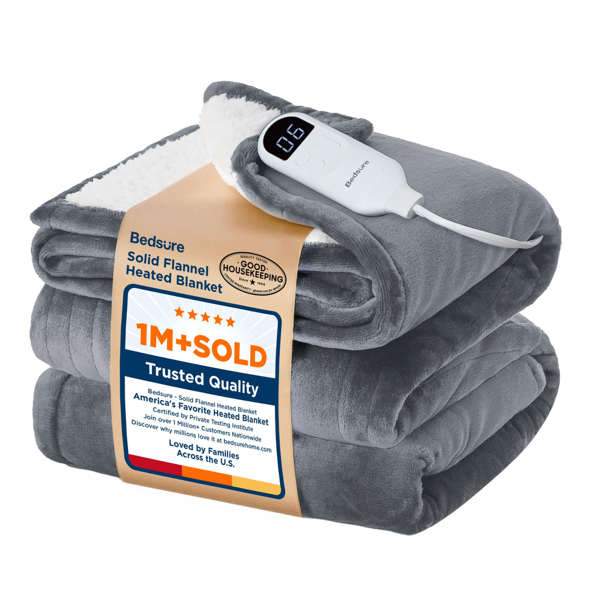 Bedsure Heated Blanket Throw Blanket - Fast Heating Electric Blanket, GentleSoft Flannel Heated Throw with 4 Time Settings, 6 Heating Settings, Warm Gifts for Grandma (50x60 inches, Grey)
