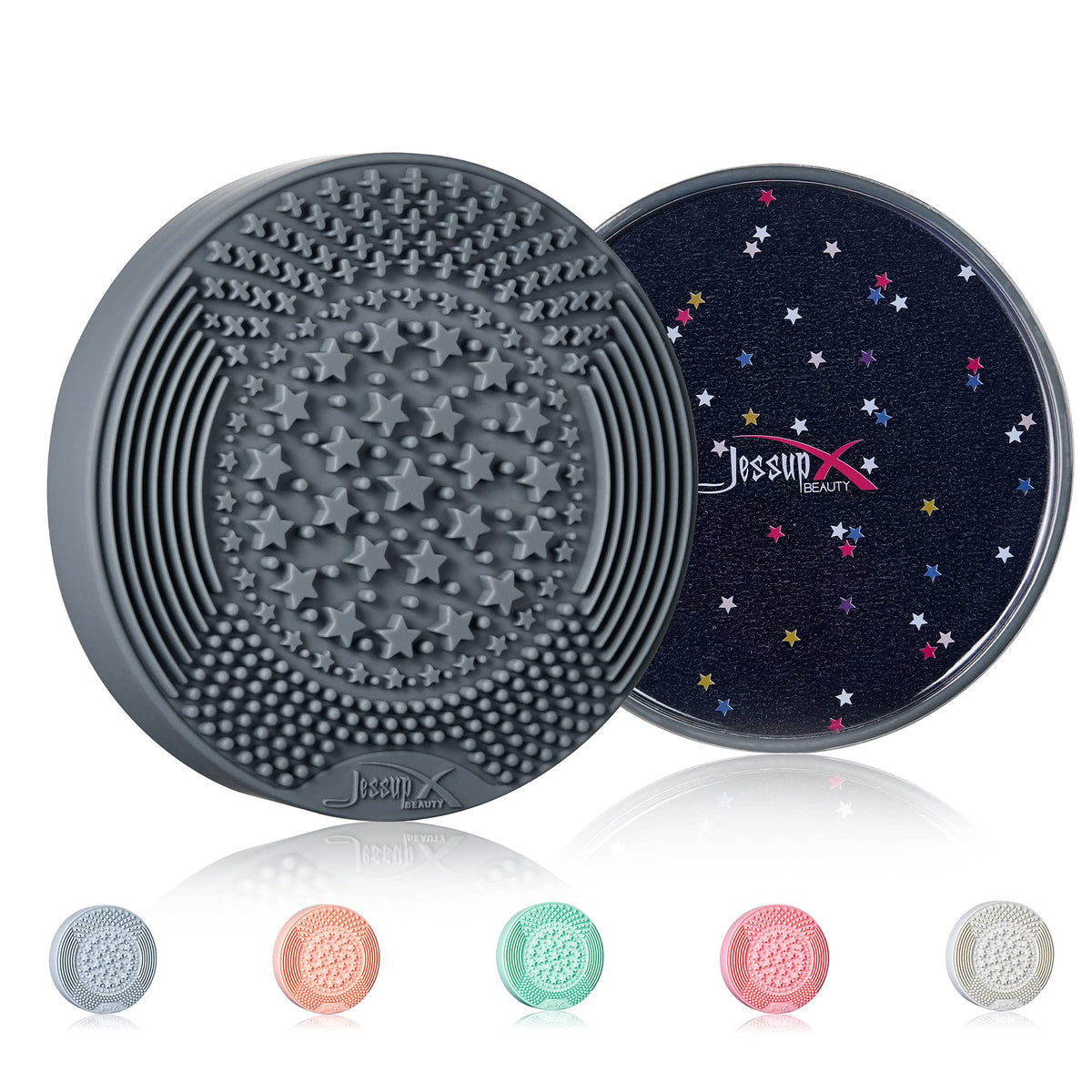 Jessup Makeup Brush Cleaning Mat with Color Removal Sponge, 2 in 1 Silicone Makeup Brush Cleaner, A002