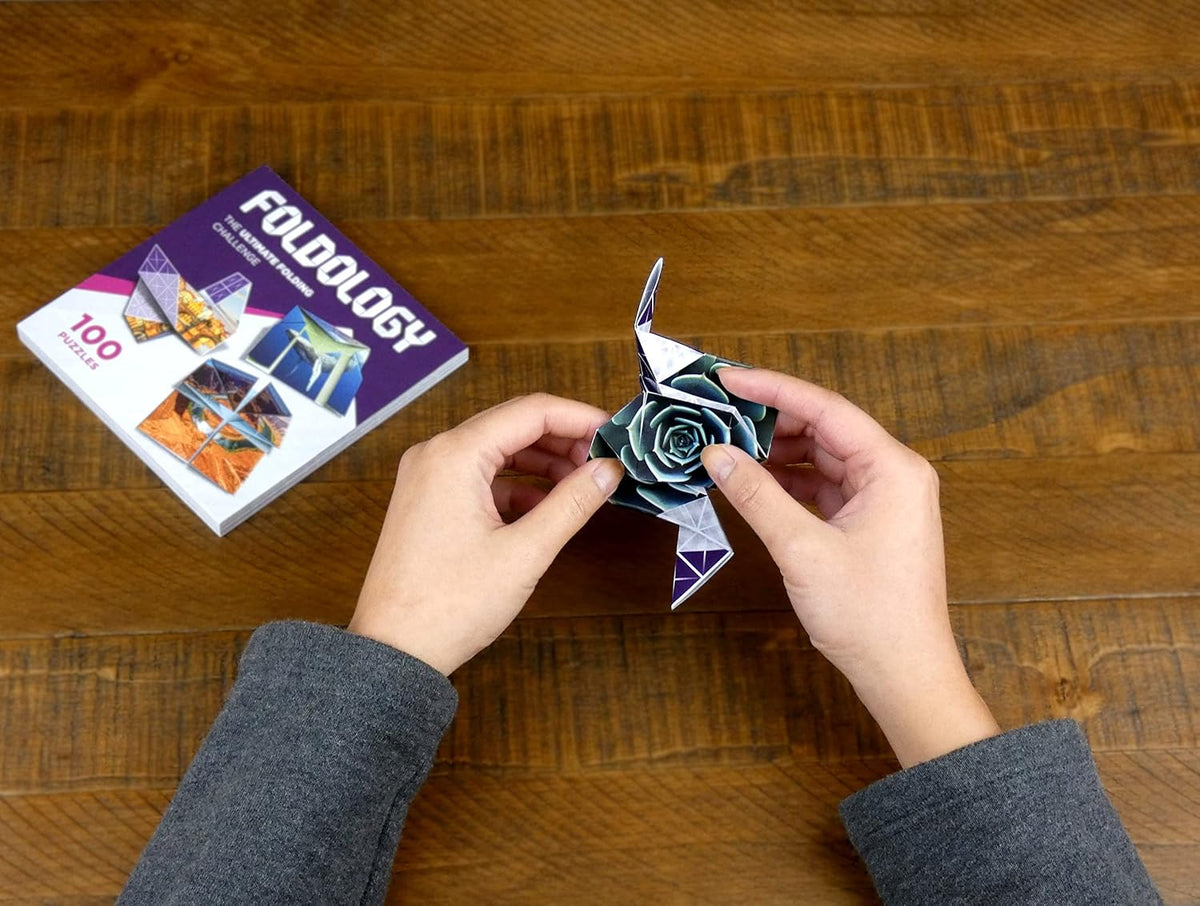 FOLDOLOGY - The Origami Puzzle Game! Brain Teasers for Tweens, Teens & Adults | Travel Game, Hands-On STEM Toy, Gift for Ages 10+ | Fold the Paper to Complete the Picture | 100 Challenges