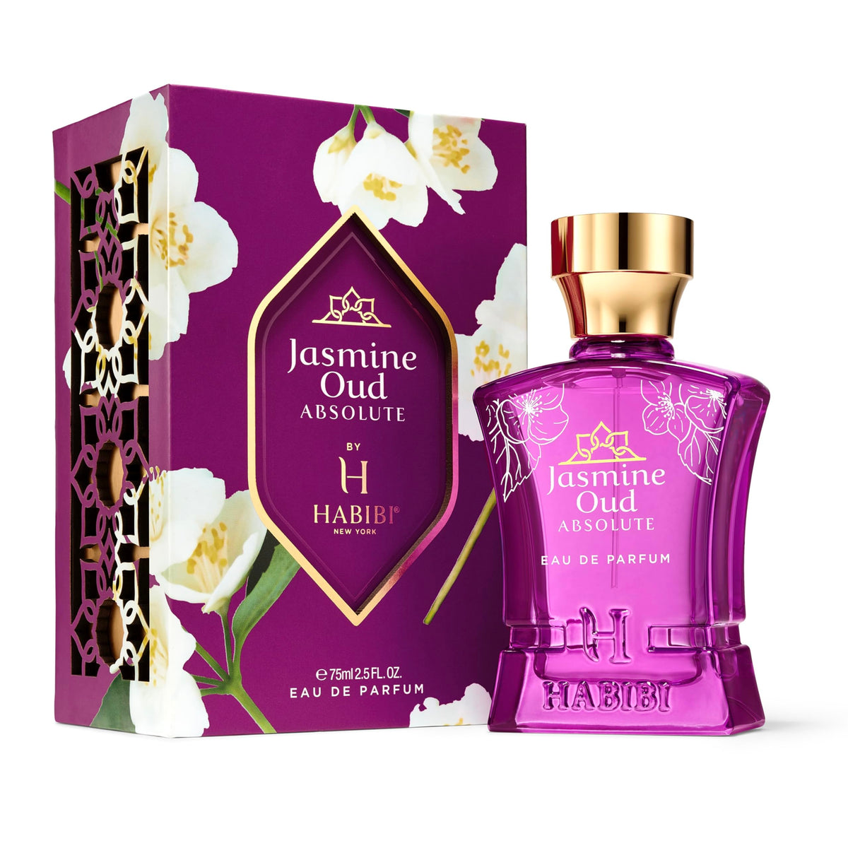 H HABIBI Jasmine Oud Absolute Long-Lasting Arabian Perfume For Women, Eau de Parfum for Women (2.5 Oz) Woody & Floral Premium Fragrane With Notes of Leather, Rose & Oud