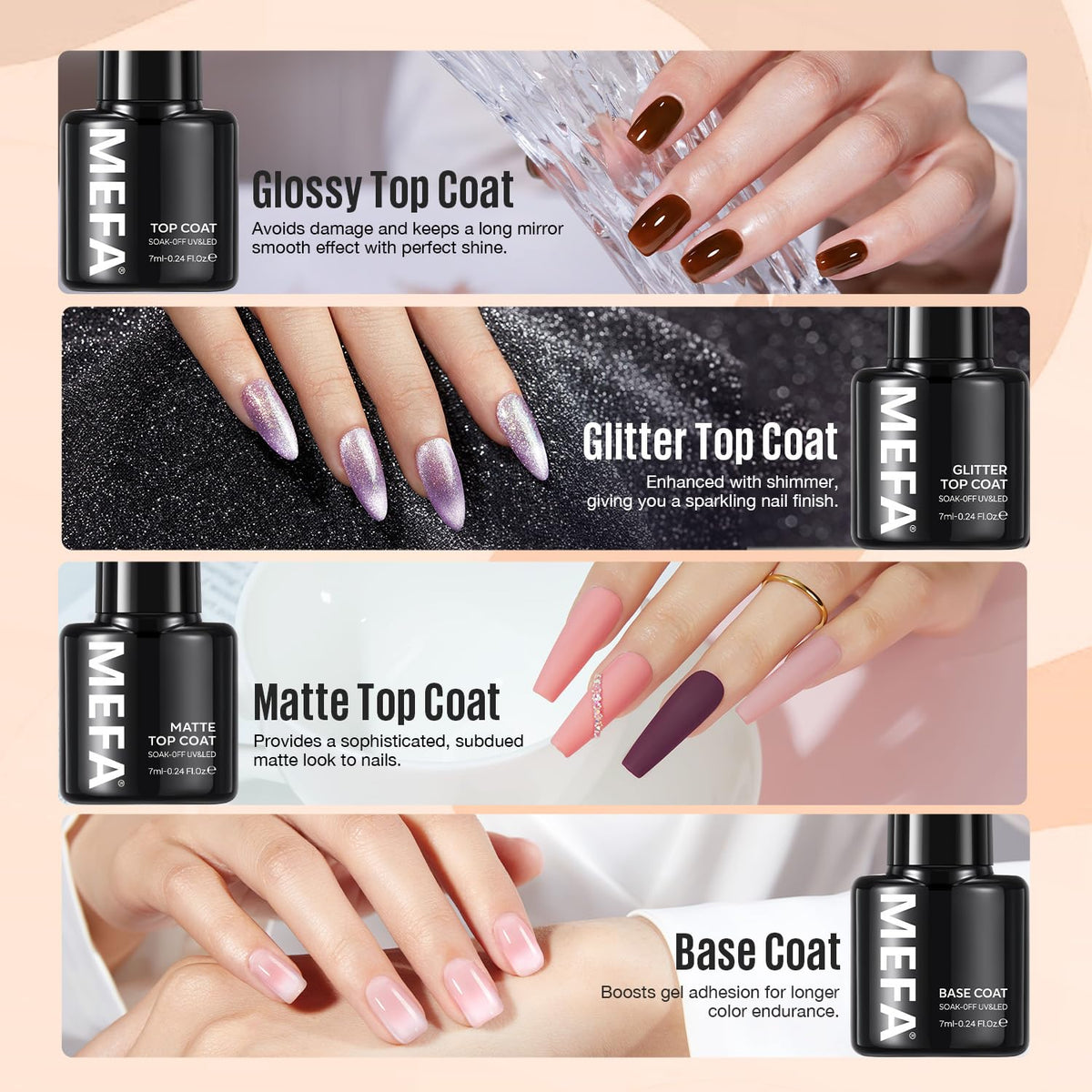 MEFA 60 Pcs Gel Nail Polish Kit with U V Light, 32 Colors All Seasons Nude Gel Nail Polish Set with Base and Matte/Glossy Glitter Top Coat Nail Art DIY Decorations Manicure Tools Gifts for Women