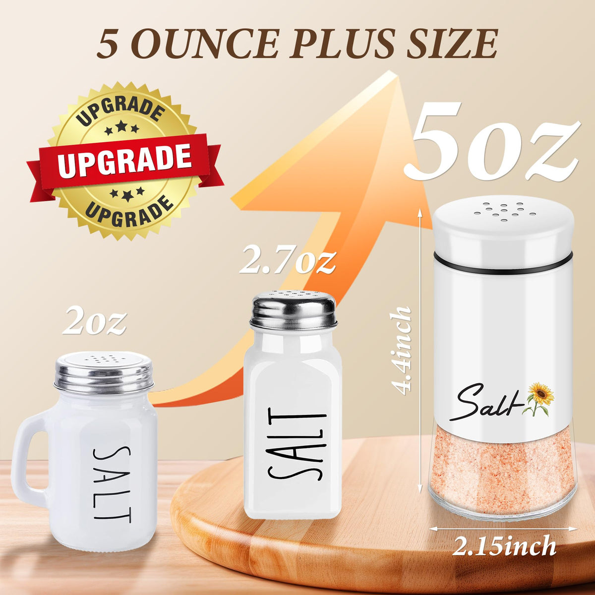 Sunflower Salt and Pepper Shakers Set - 5 oz Farmhouse Cute Kitchen Decor and Accessories Sunflower Gifts for Salt Shakers Glass Cooking Table,Housewarming,Thanksgiving,Christmas