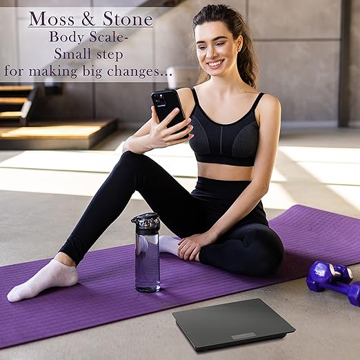 Moss & Stone Digital Body Weight Bathroom Scale Smart Scale Step-on Technology with Easy Read LCD, Up to 400 Pounds Perfect Digital Home Scale,10 Inch Black Highly Accurate Scale for Body Weight