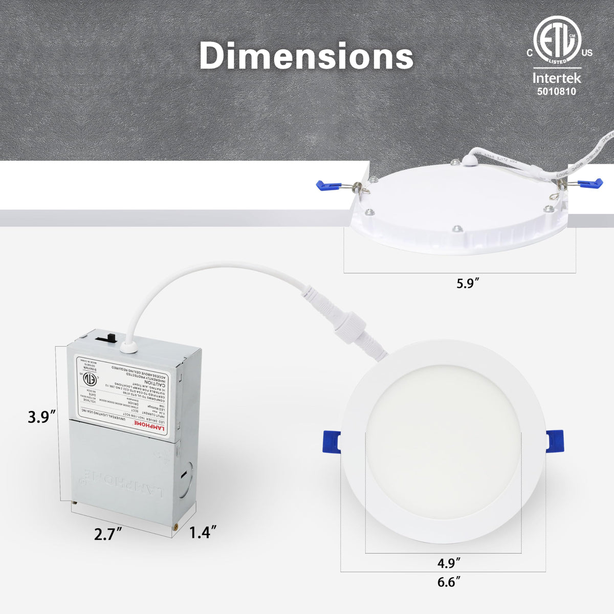 GLOWNOVA 12-Pack of 6-Inch Ultra-Slim LED Downlights with Junction Box, Adjustable Color Temperatures (2700K-5000K), 12W EQV to 110W, Dimmable, 1050LM Luminance - ETL and Energy Star Certified