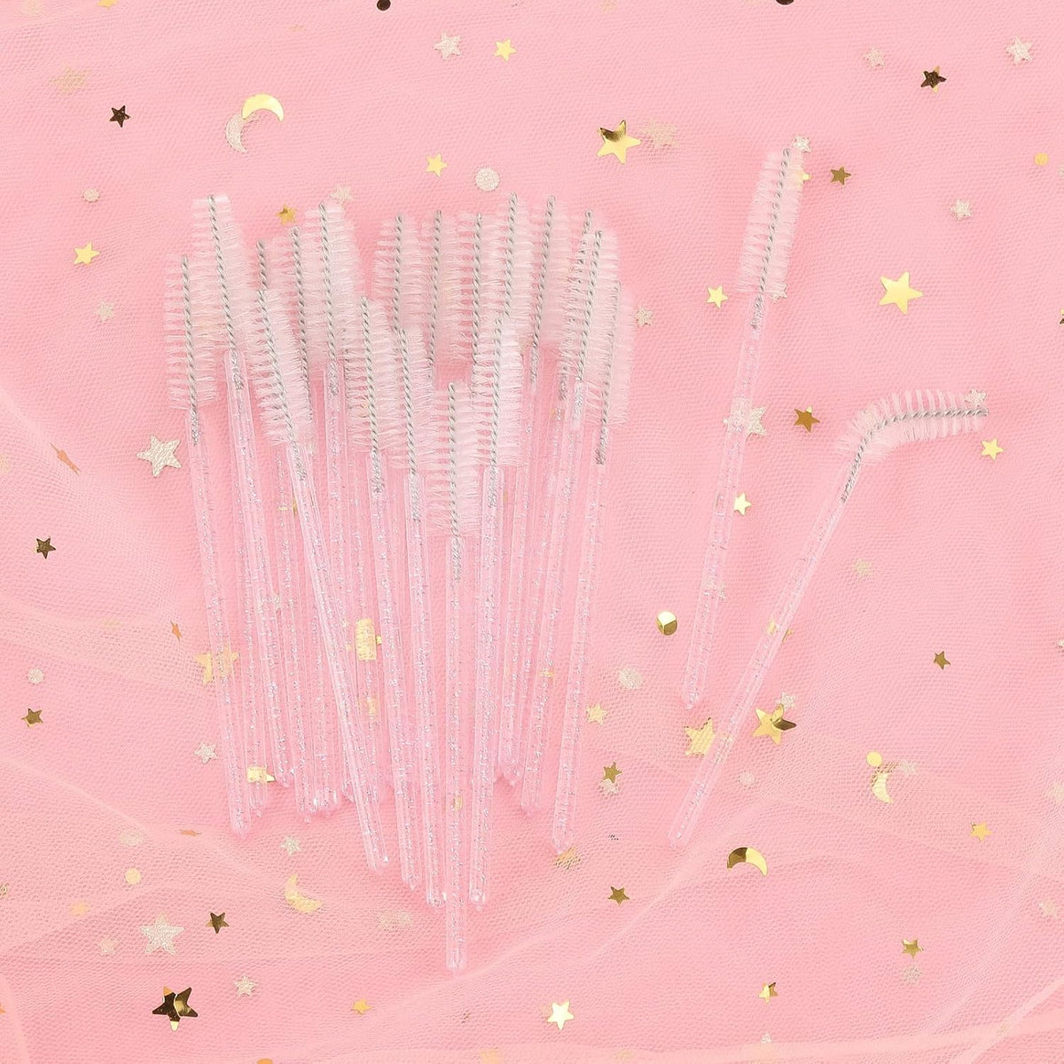 Tbestmax 500 Disposable Mascara Wands Eyelash Brush Spoolies for Eyebrow Eye Lash Extension (Pink, White)